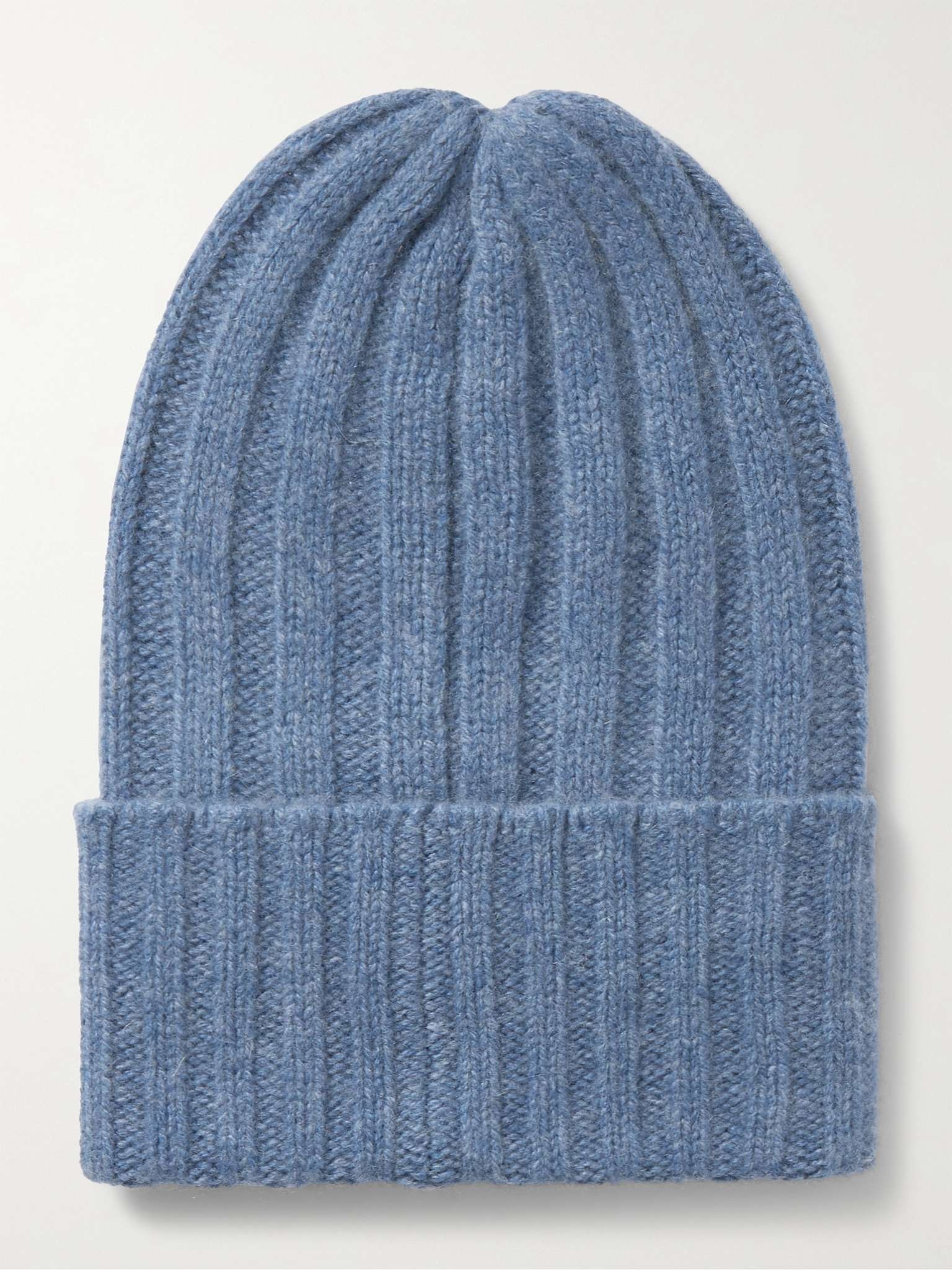 Short Bunny Echo Ribbed Cashmere Beanie - 1