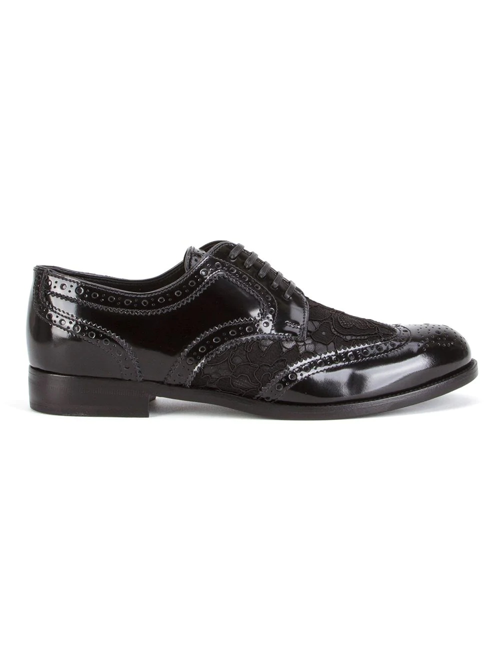 lace detail leather derby shoes - 1