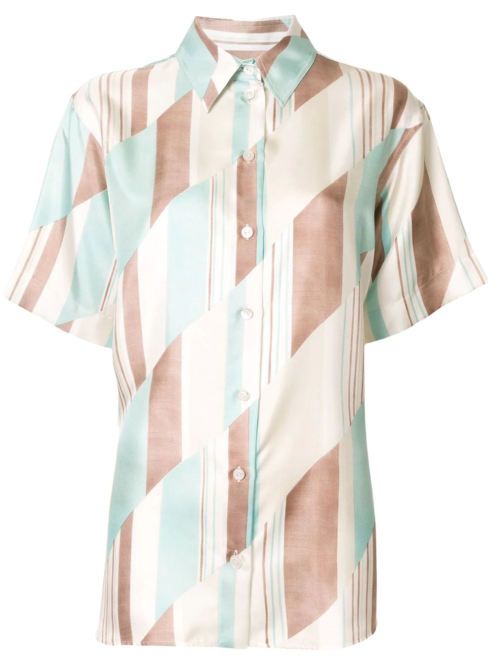 geometric short-sleeved silk shirt - 1