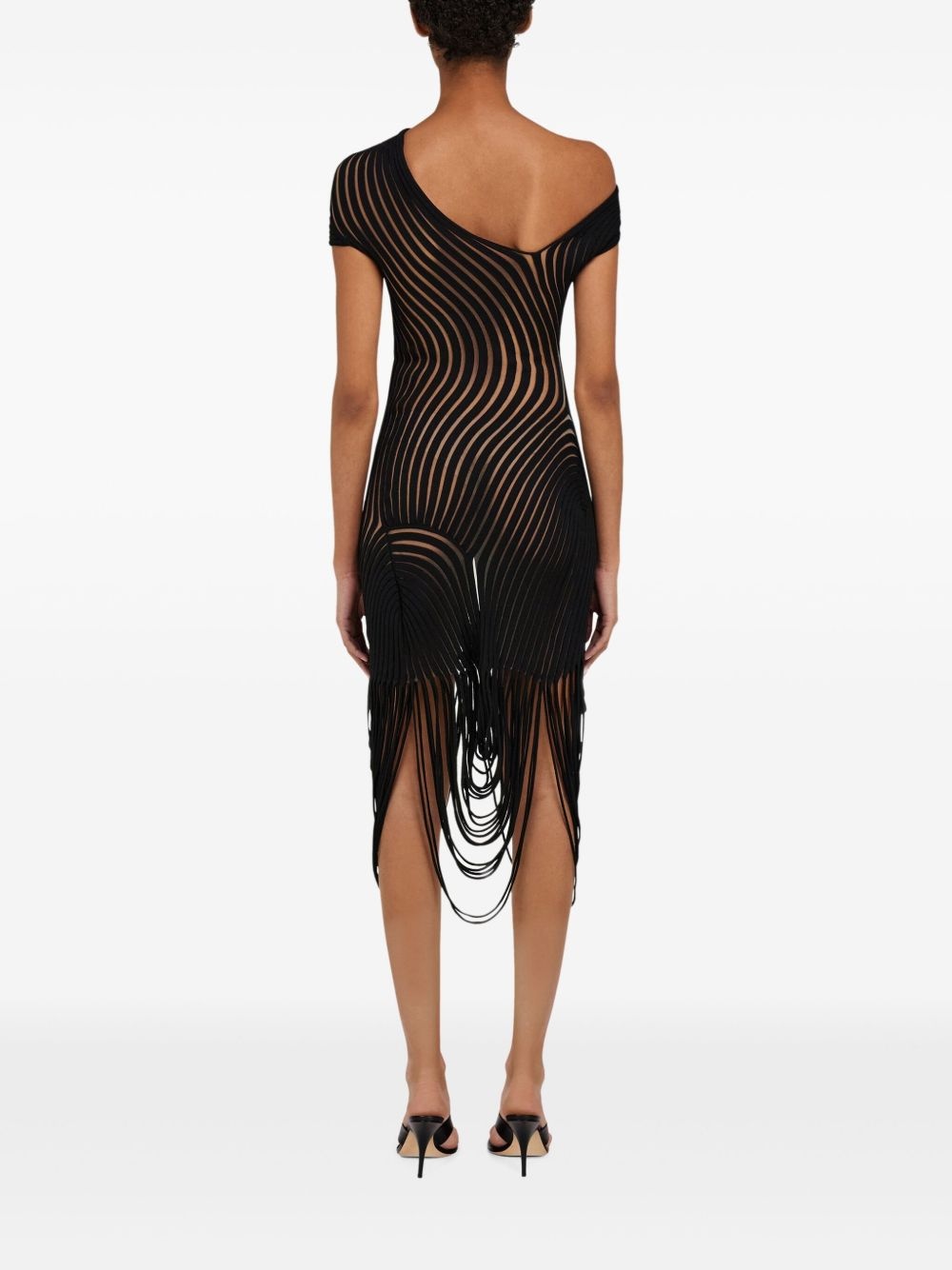 draped asymmetric midi dress - 3