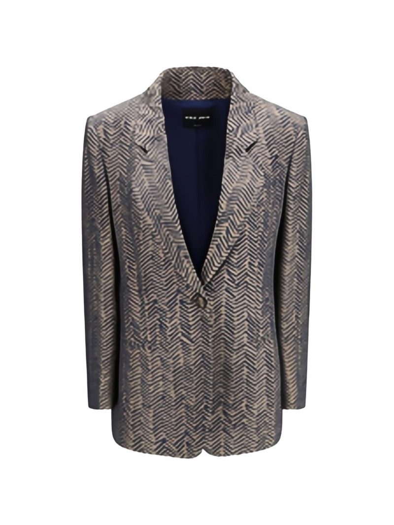 single-breasted chevron-pattern jacquard blazer - 1