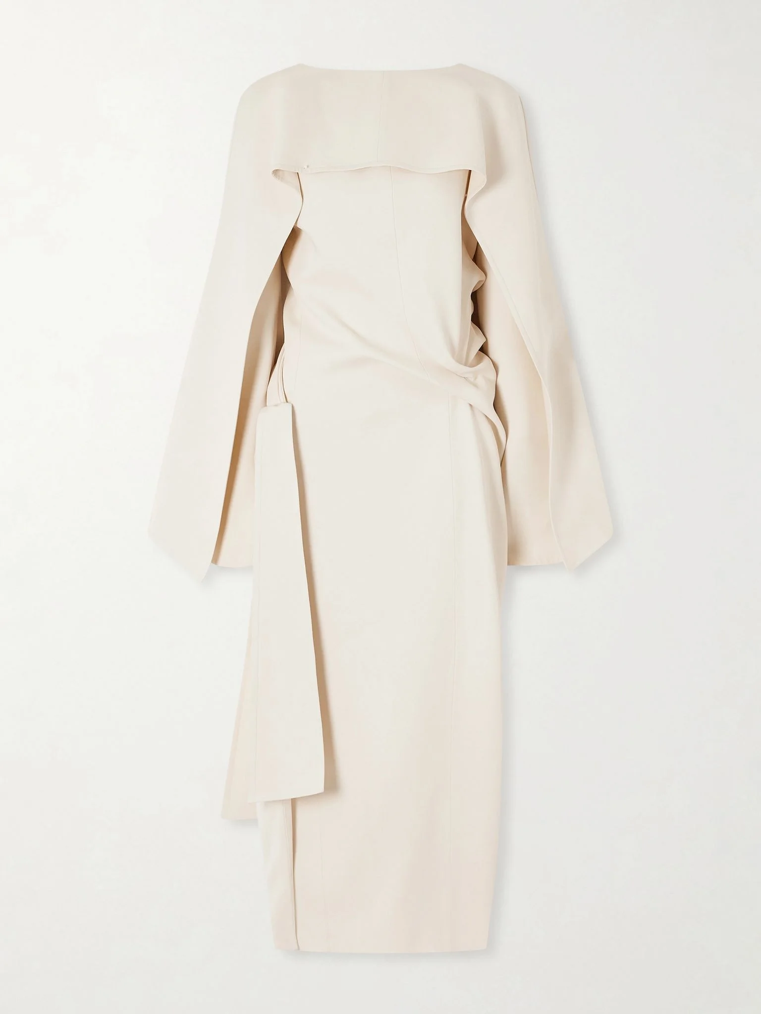 Yon scarf-detailed draped satin-crepe midi dress Cream - 1