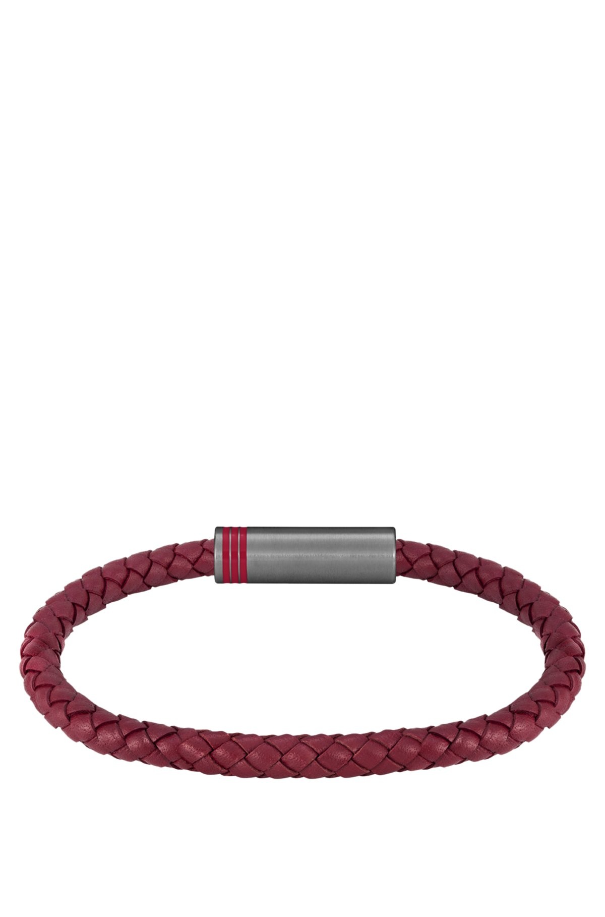 RED BRAIDED-LEATHER CUFF WITH MAGNETIC LOGO CLOSURE - 2