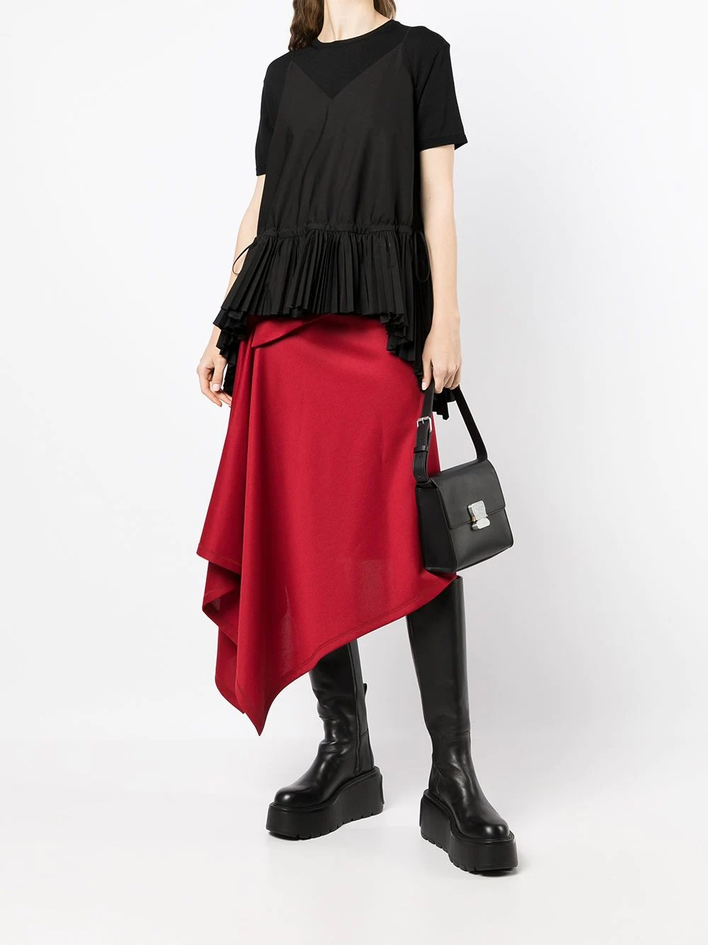 pleated-hem T-shirt - 2