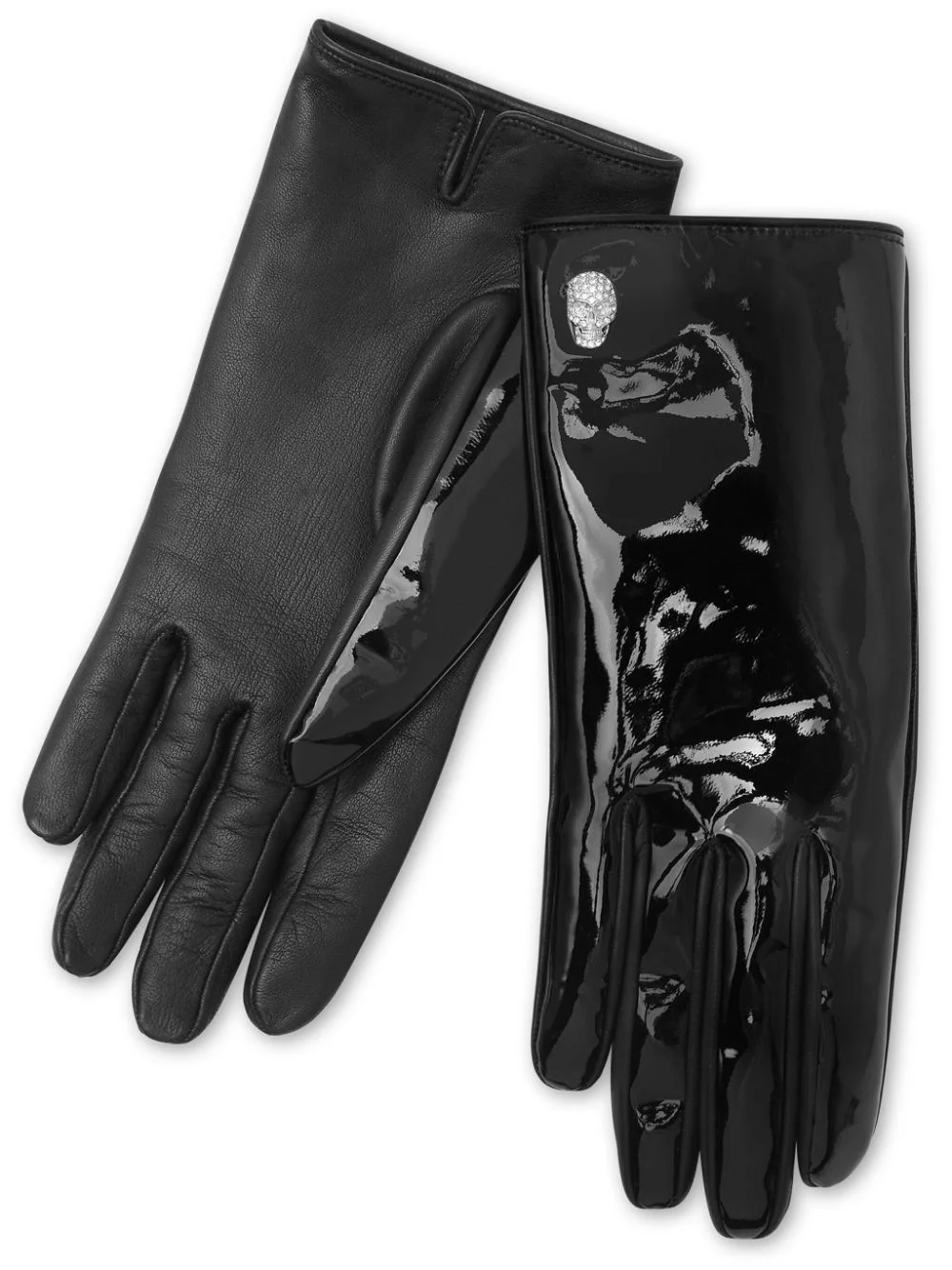 skull-appliqué leather gloves - 1