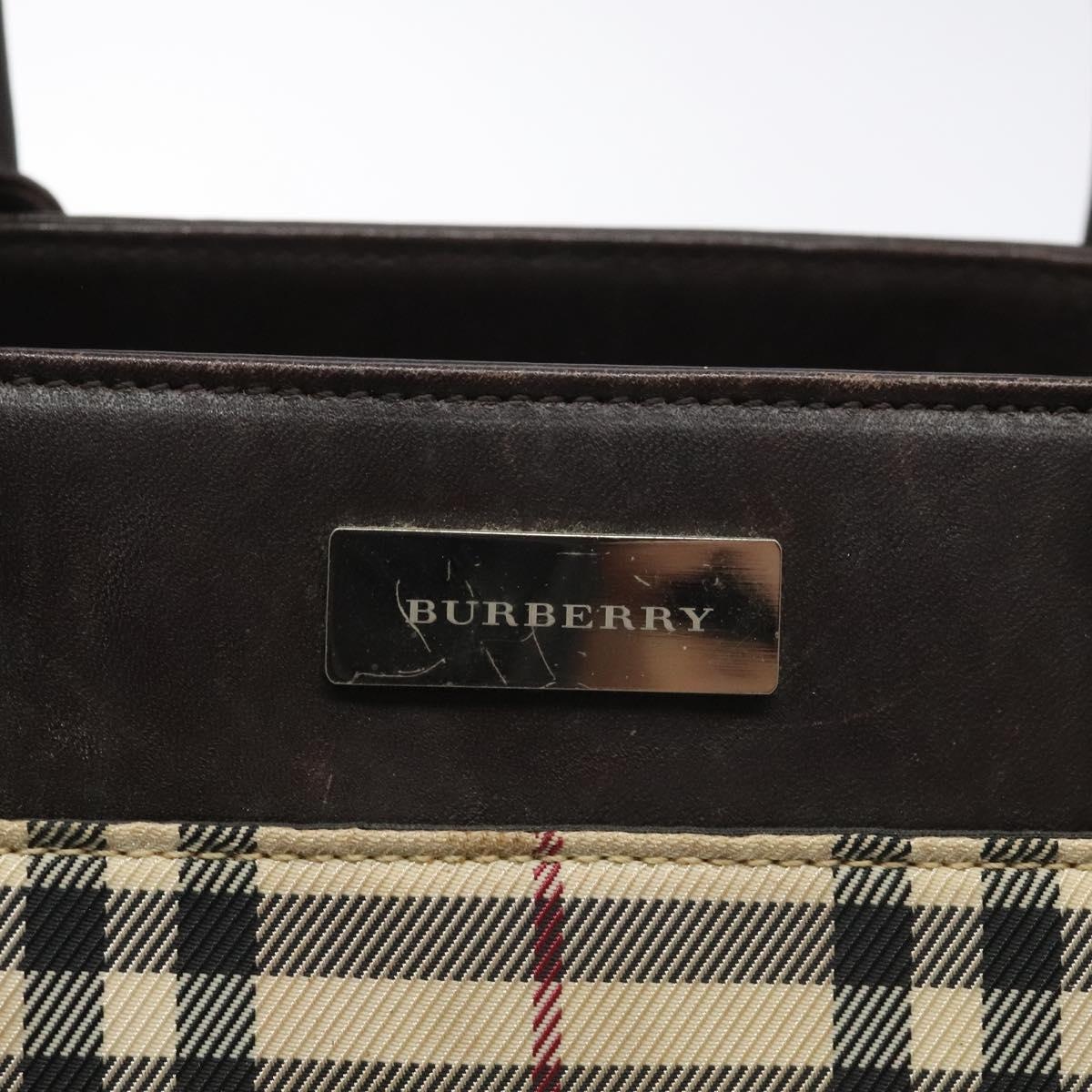 Burberry Nova Check Hand Bag Nylon Leather Beige Silver - 10