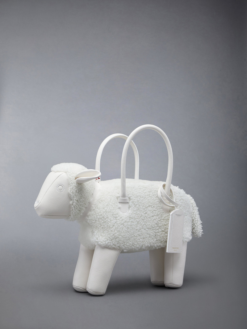 Thom Browne Sheep Bag In Shearling & Pebble Grain outlook