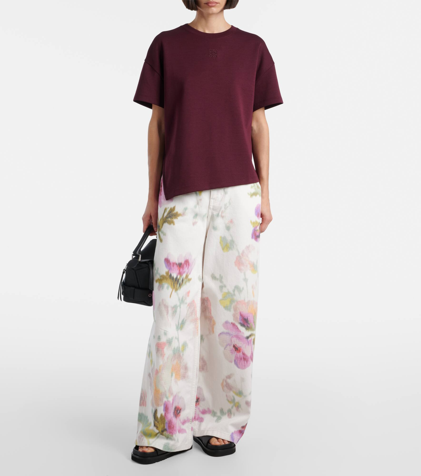 Anagram asymmetric cotton-blend T-shirt - 2