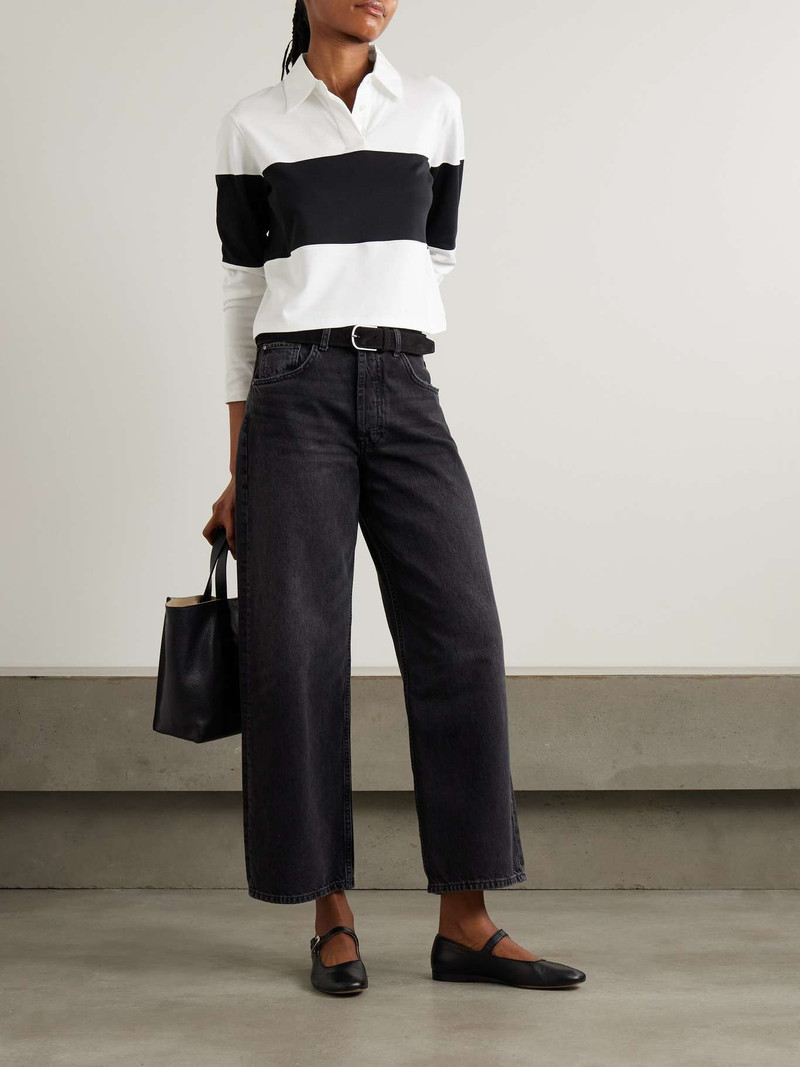 Theory Clinton cropped striped Supima cotton shirt White outlook