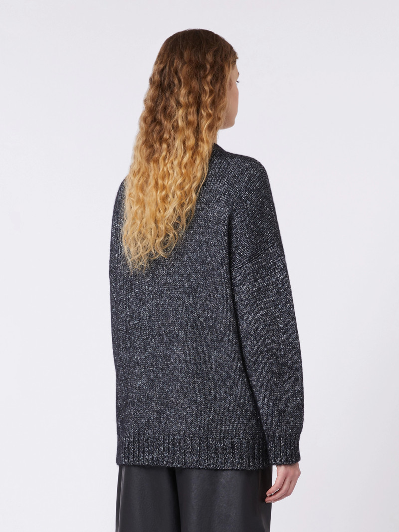 FURETTO Oversized mohair and lurex sweater - DARK GREY 4
