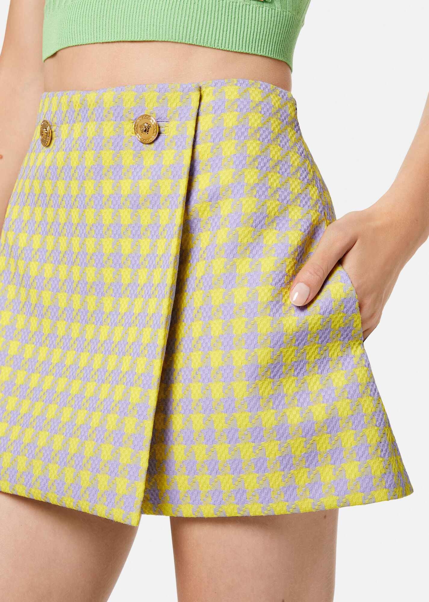 Medusa Checked Mini Skirt - 5