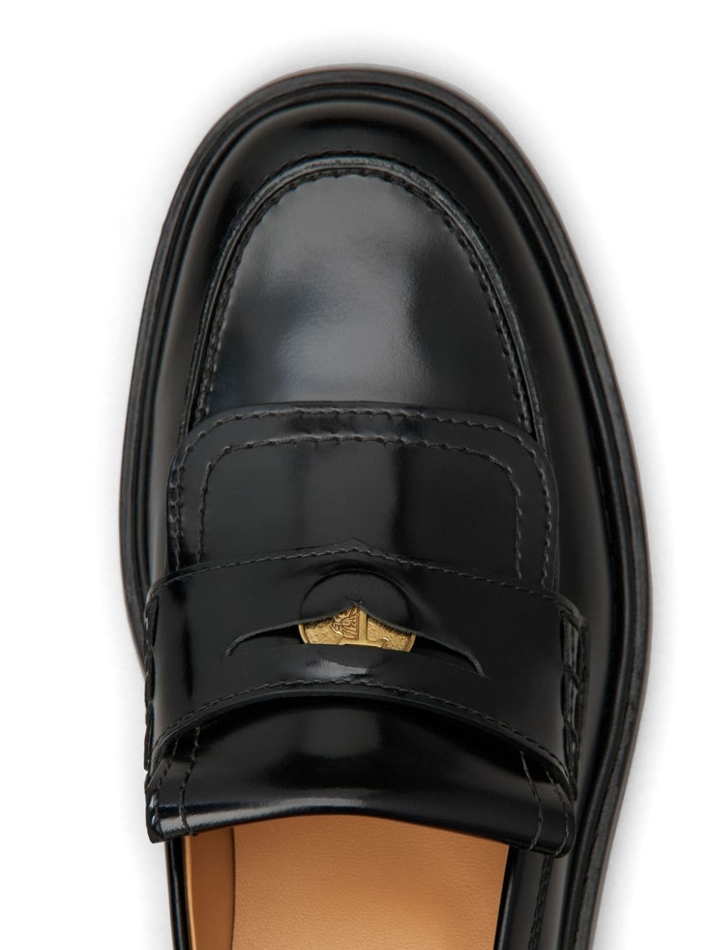 logo-plaque leather loafers - 5