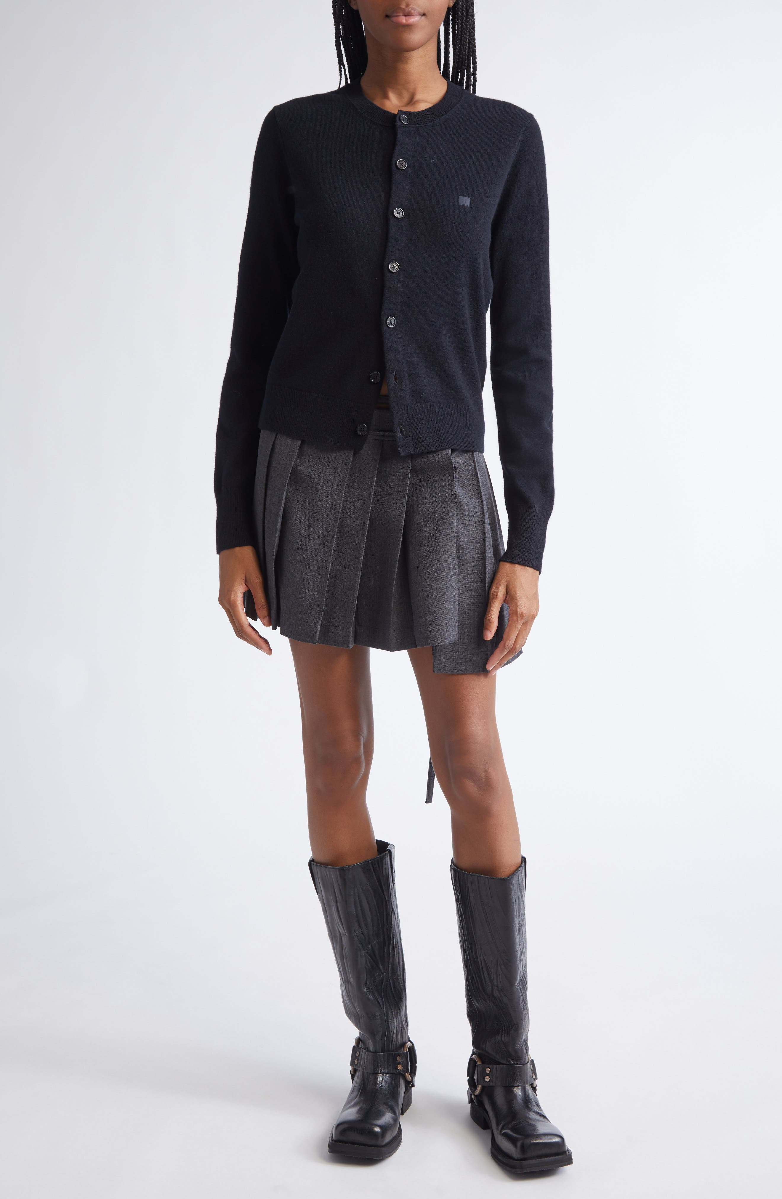 Acne Studios Keny Core Wool & Yak Hair Cardigan in Black at Nordstrom - 2