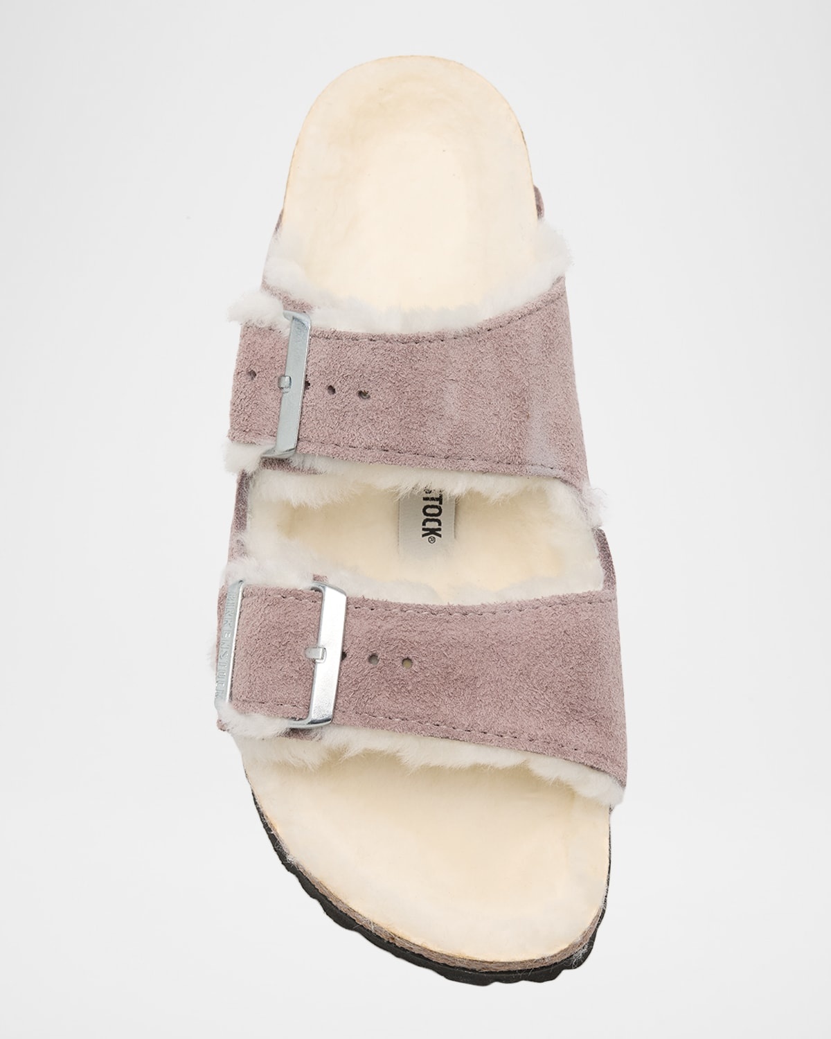 Arizona Suede Shearling Dual-Buckle Slide Sandals - 4