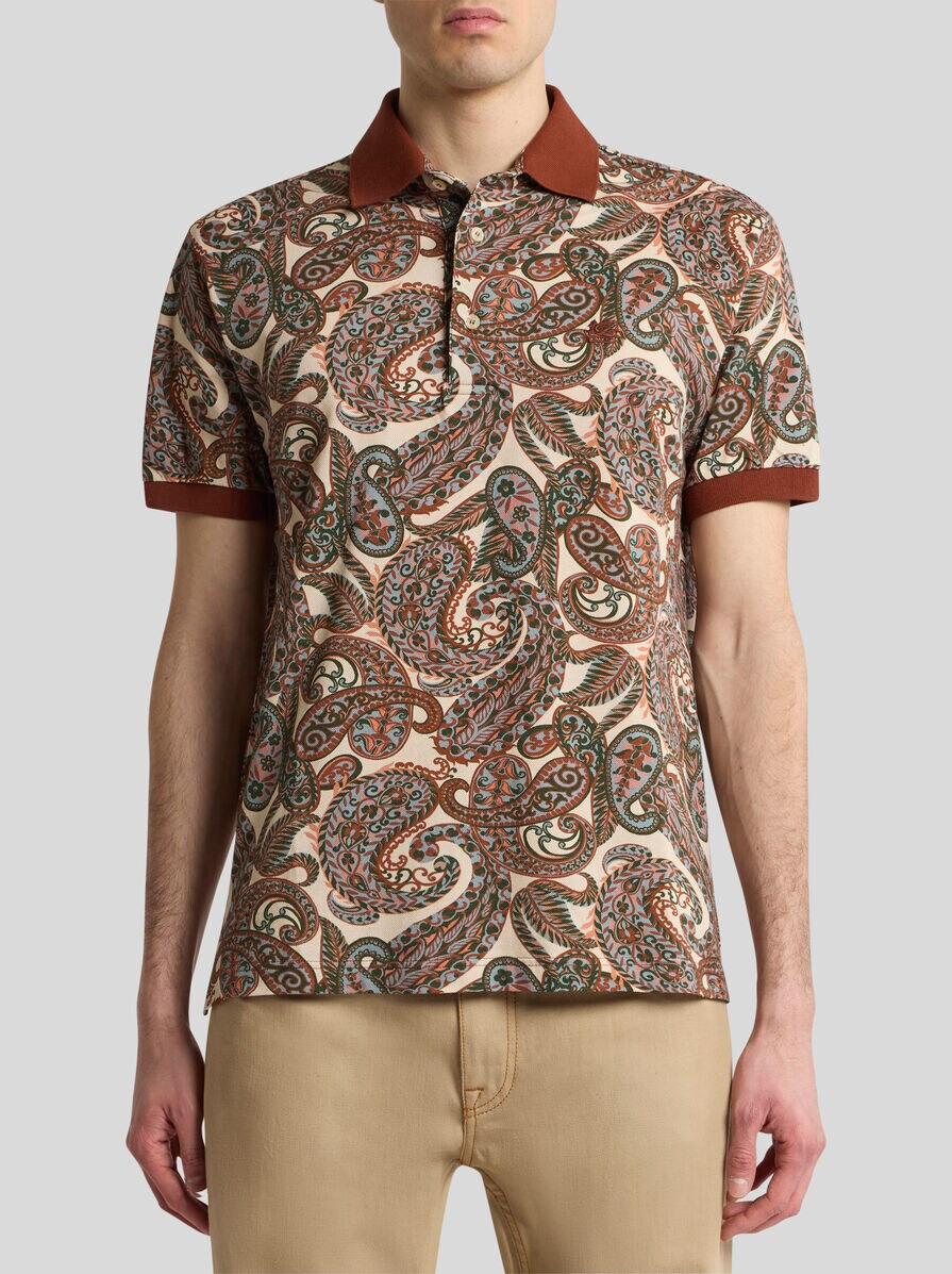 COTTON POLO SHIRT WITH PAISLEY PRINT - 2