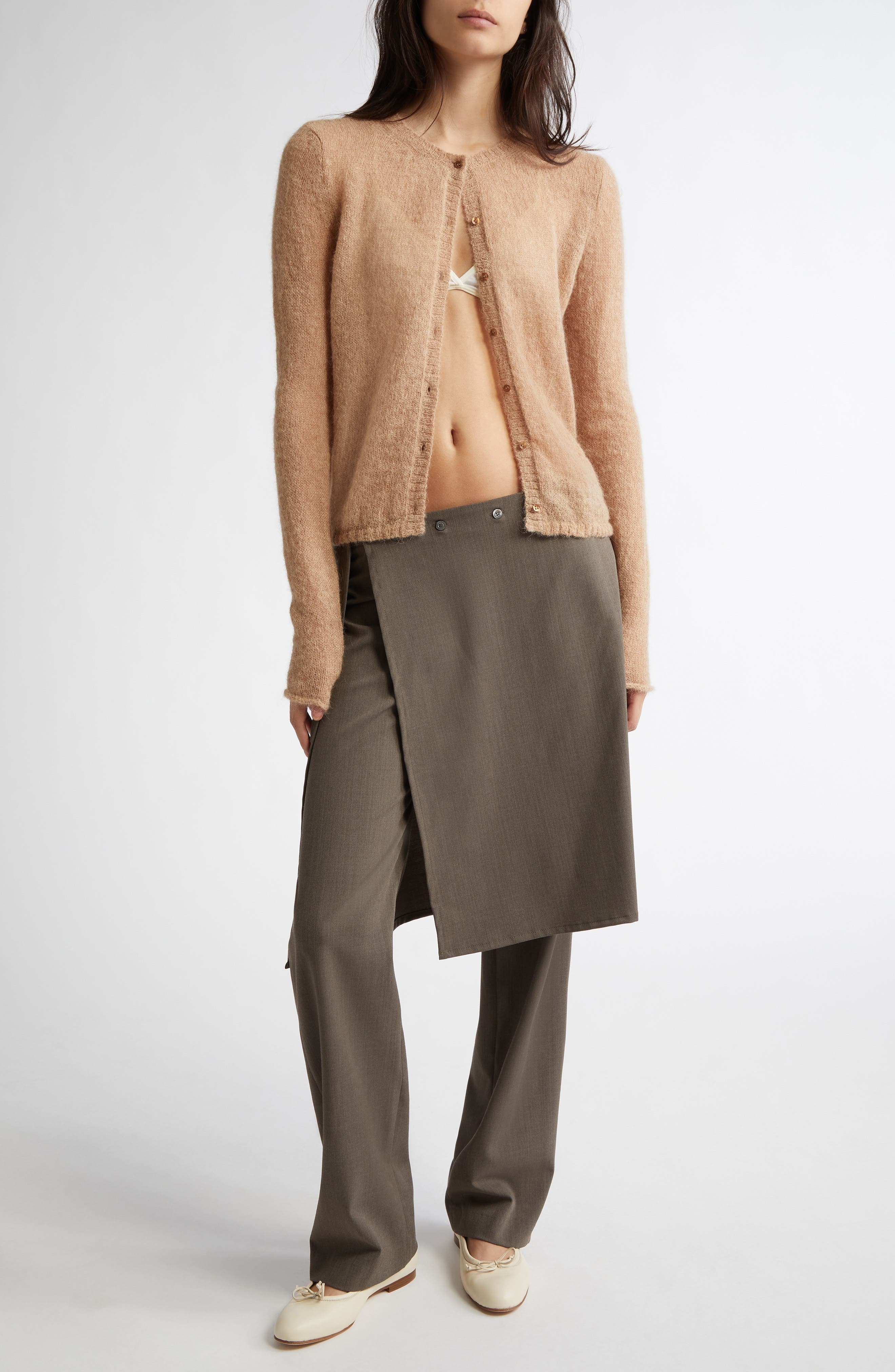 Paloma Wool Alone Avec Plaisir Mohair & Alpaca Blend Cardigan in Light Brown at Nordstrom - 2
