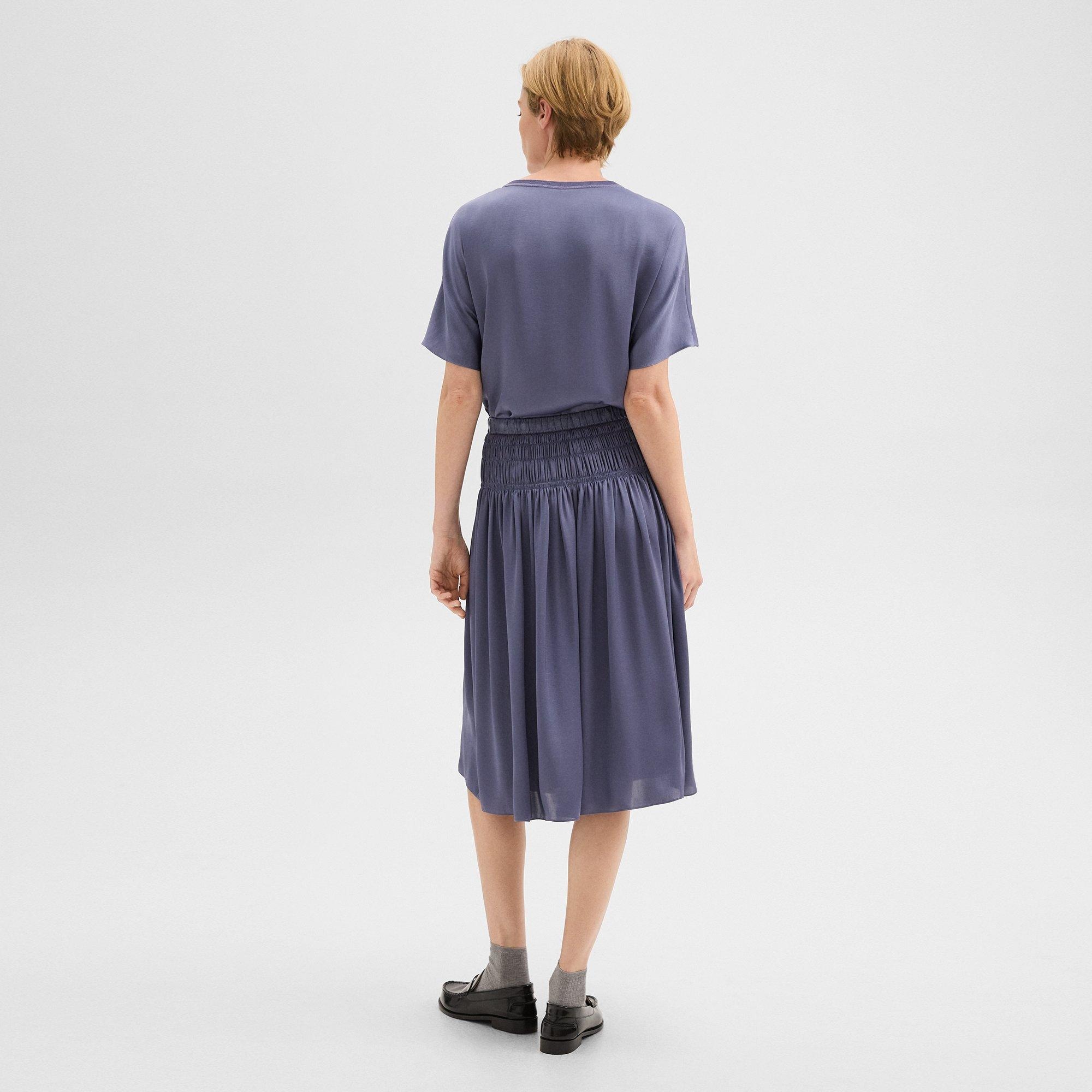 Gathered Midi Skirt in Recycled Satin - 4