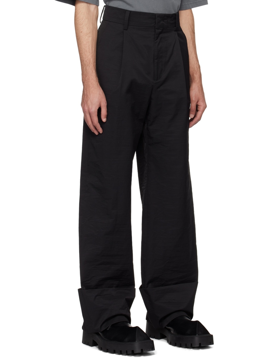 Black Roll-Up Trousers - 2
