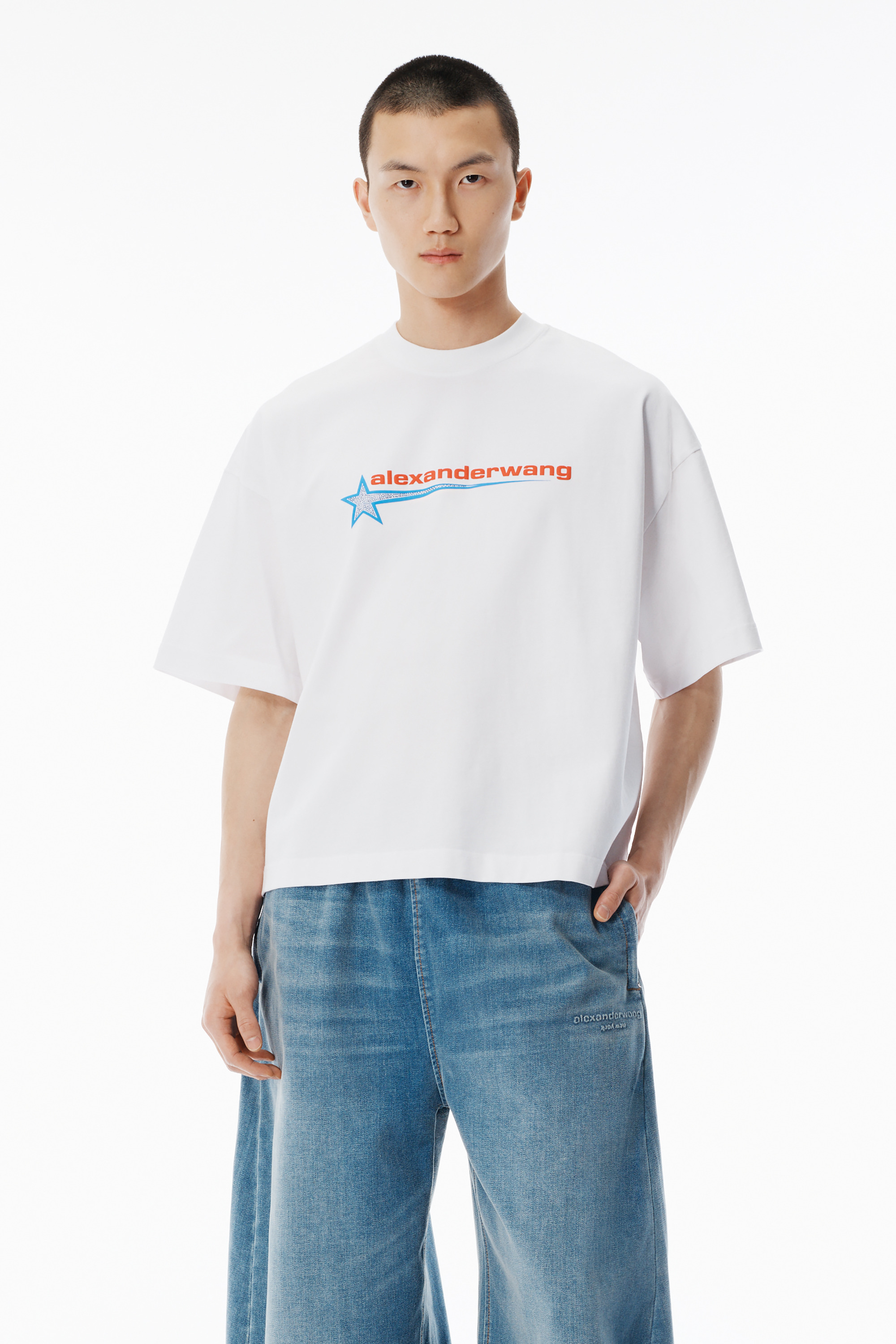 Unisex White Star Graphic Tee - 2