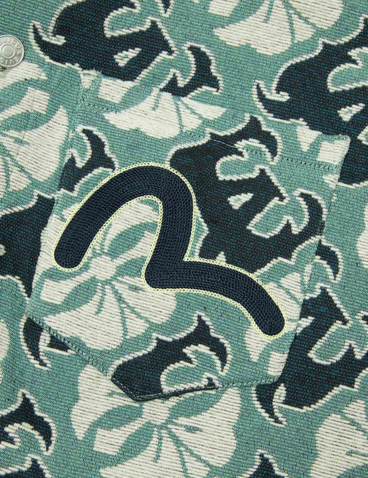 ALLOVER KAMON AND LOGO JACQUARD REGULAR FIT TAPESTRY JACKET - 10