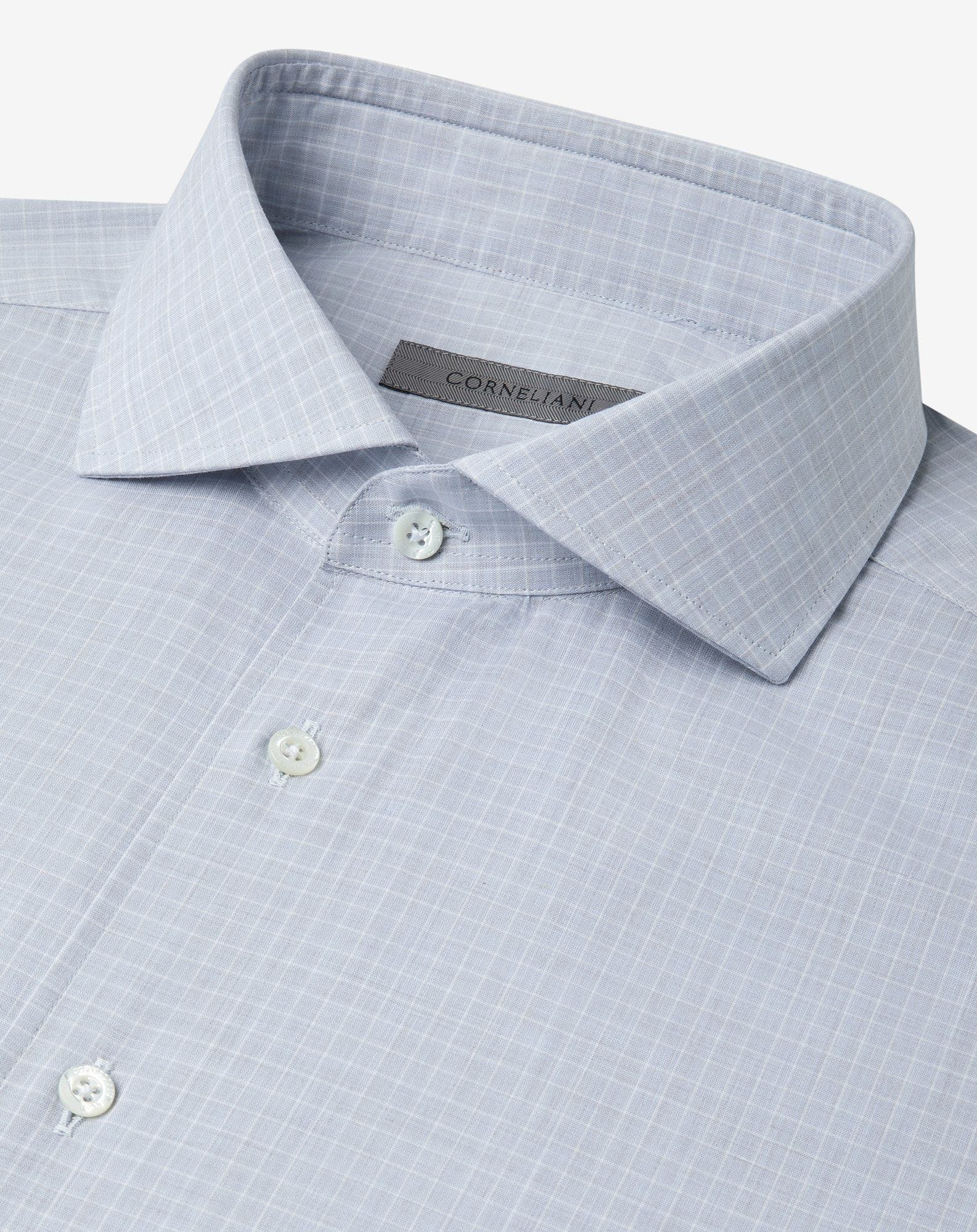 Cotton shirt with Grey/light Blue check pattern - 4