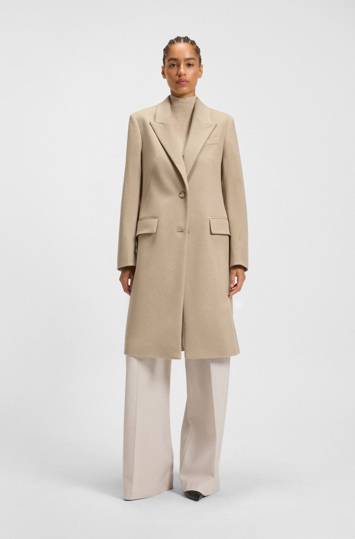 REGULAR-FIT COAT IN WOOL WITH PEAK LAPELS - 2