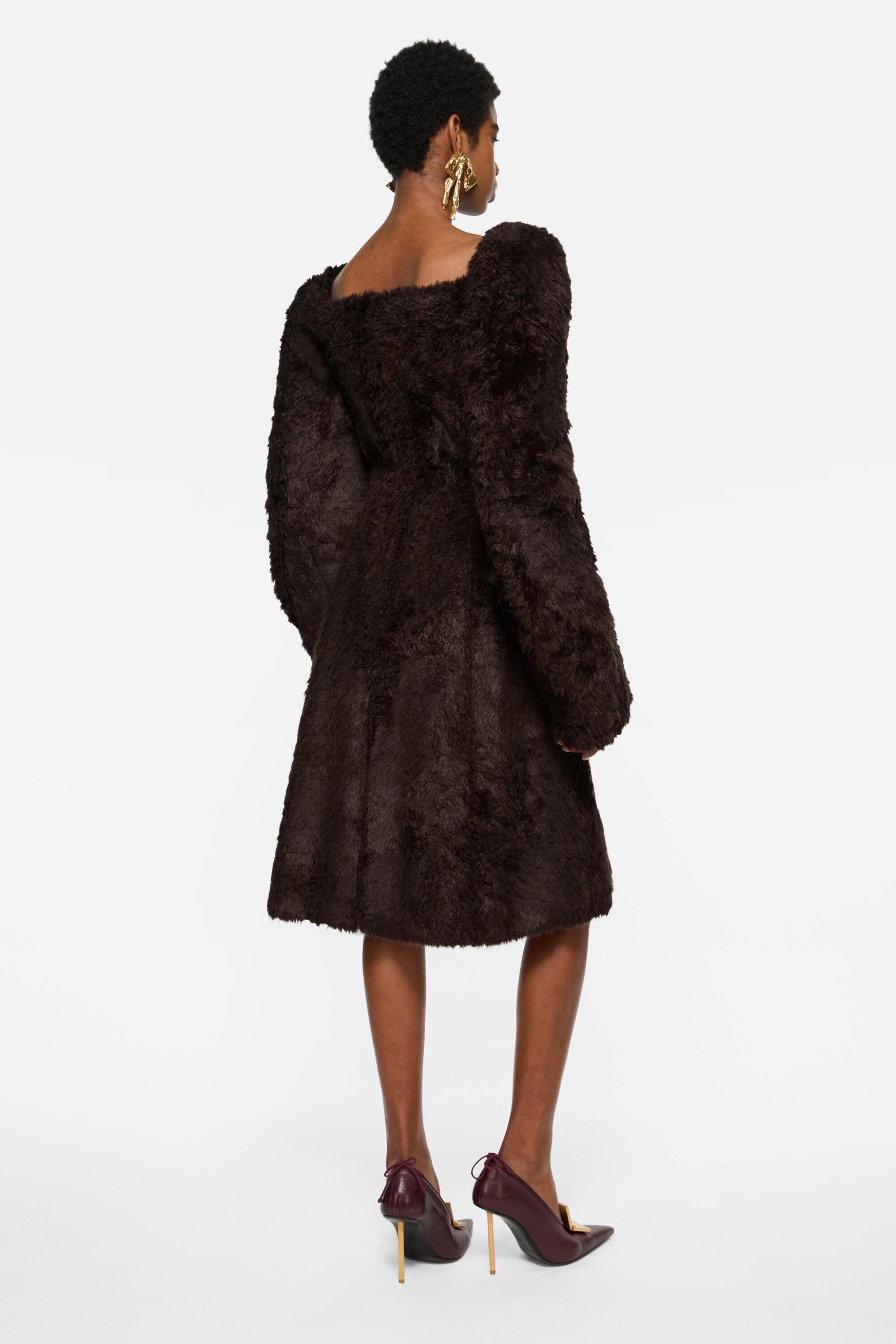 Faux fur dress - Brown - 3
