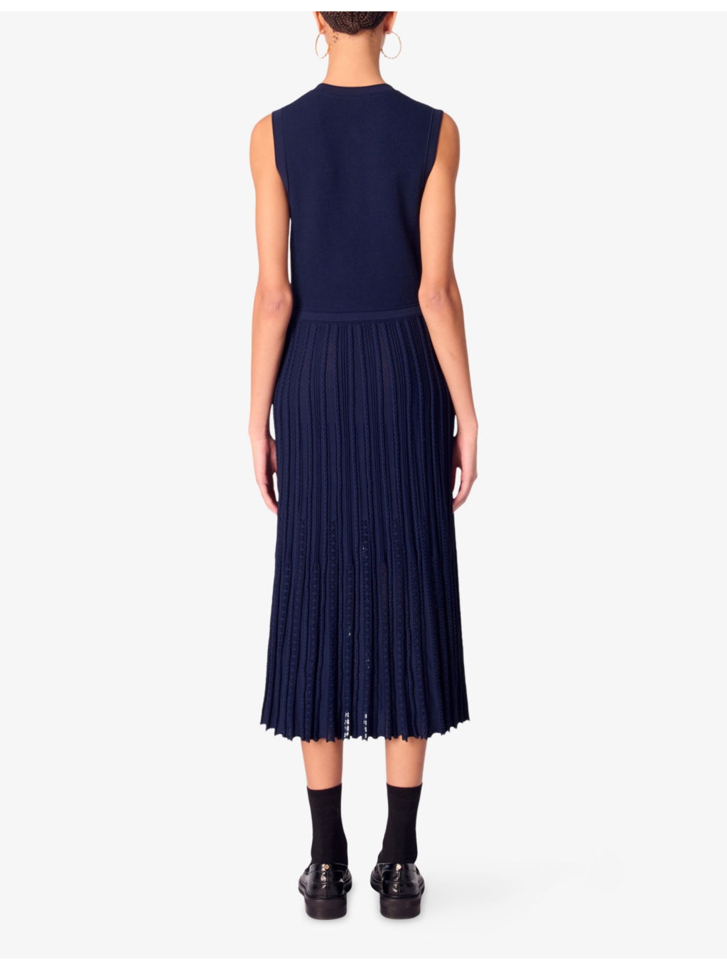 Pleated Sleeveless Knitted Maxi Dress - 4