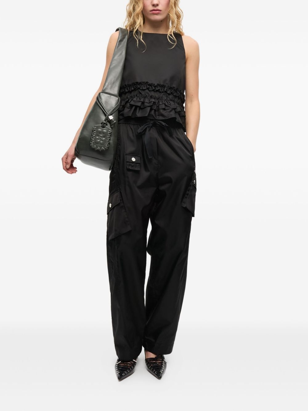 logo-tag leather shoulder bag - 2