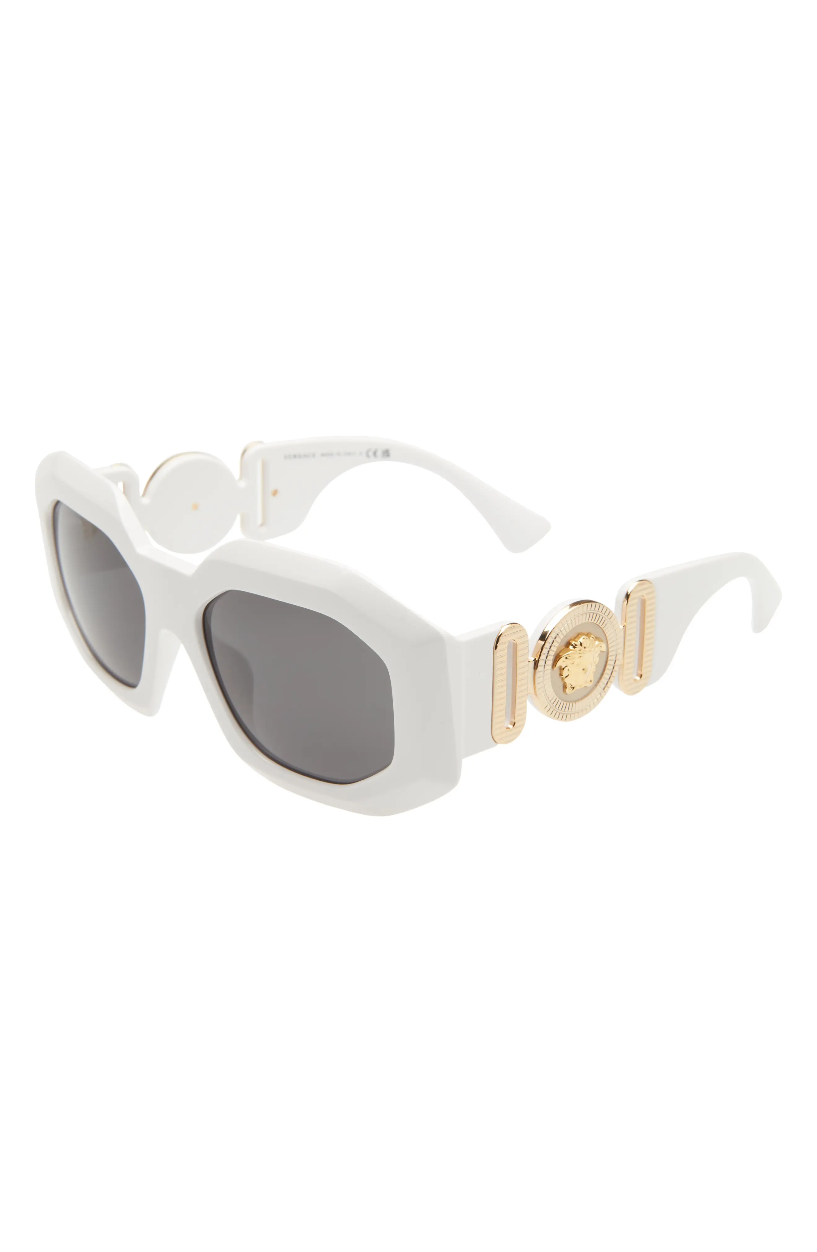 56mm Square Sunglasses in White/Dark Grey - 2