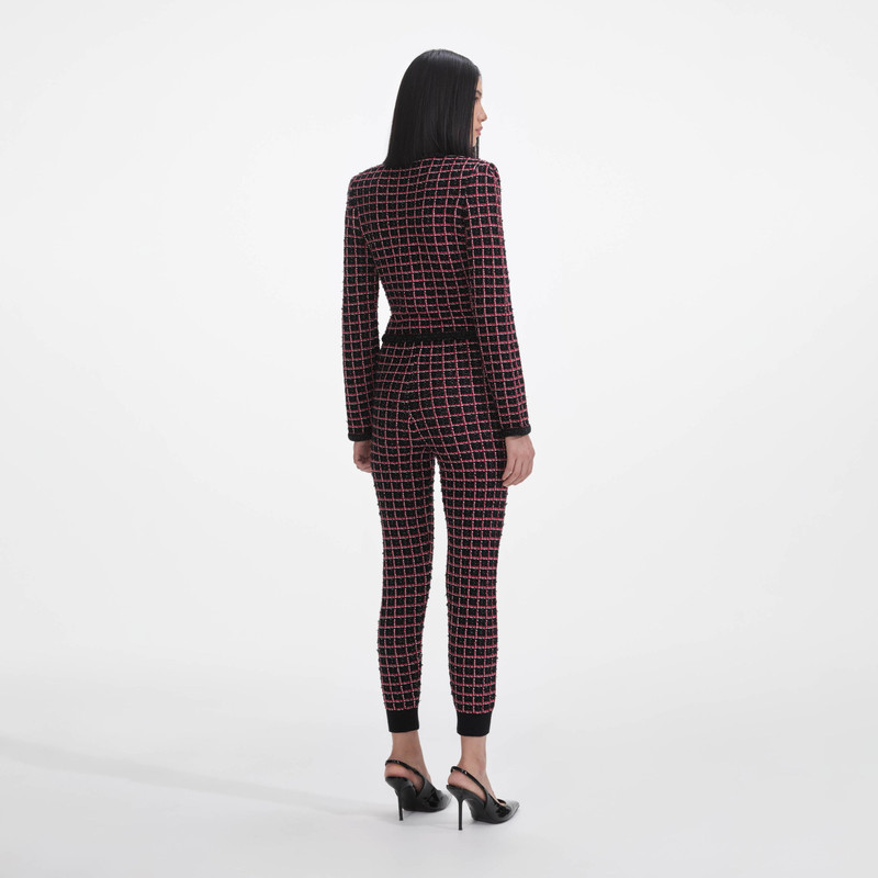 self-portrait Black And Red Check Knit Leggings outlook