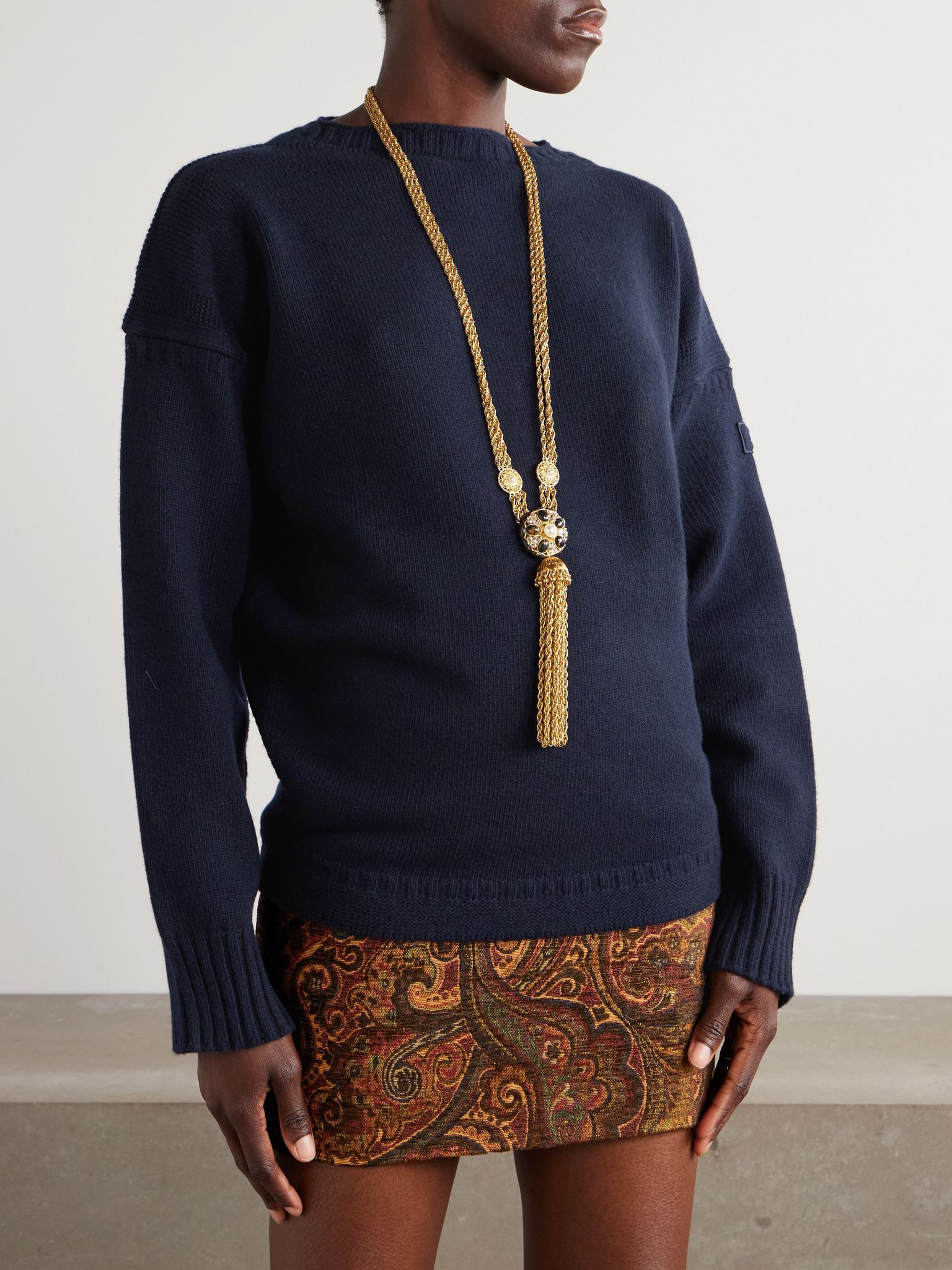 Wool and cashmere-blend sweater Navy - 3