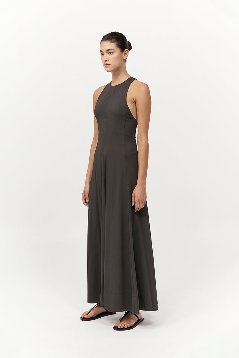 Cut Away Maxi Dress - Black Olive - 4