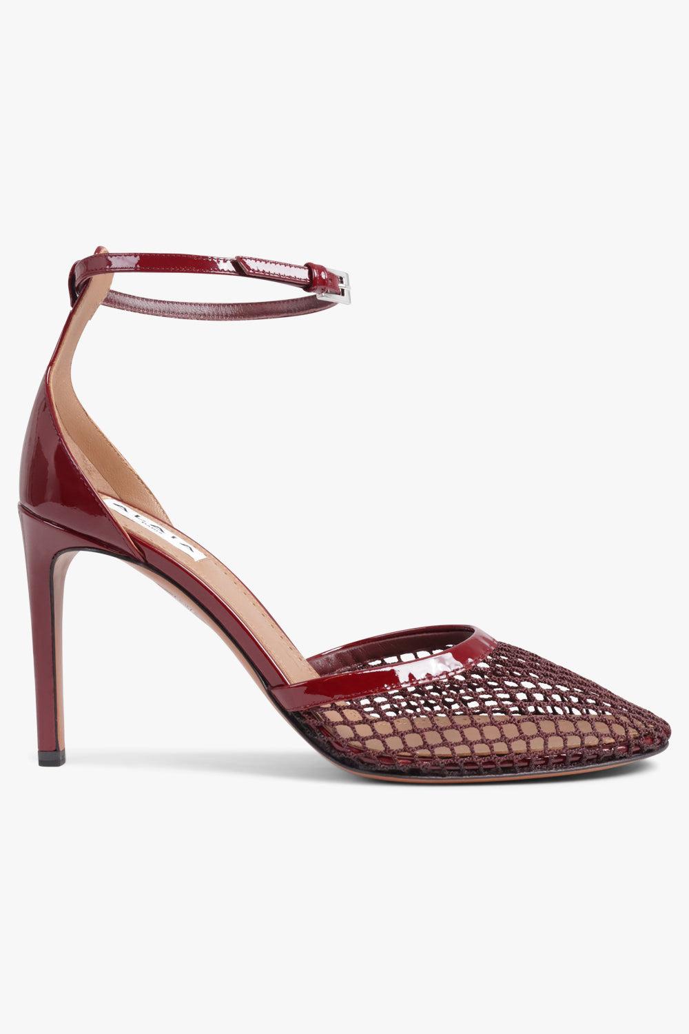 FISHNET 90MM ANKLE STRAP HEEL | GARNET RED - 2