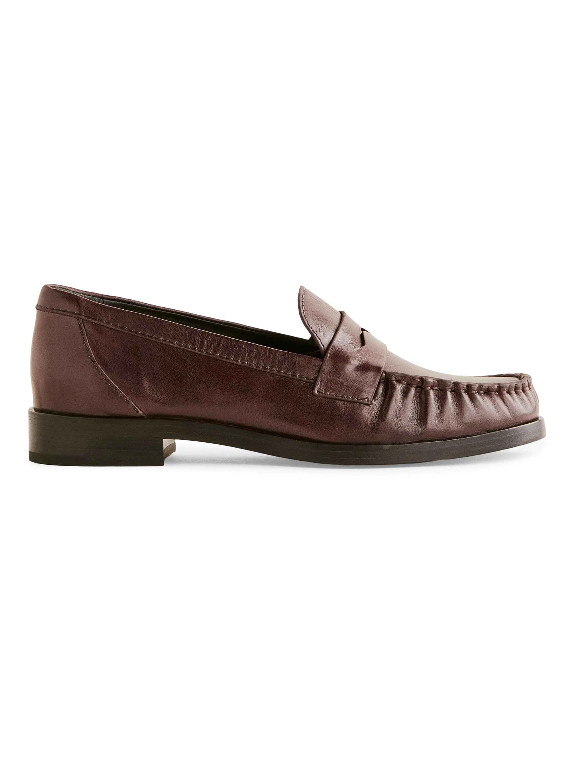 Women's Ani Ruched Leather Loafers - Espresso - 1