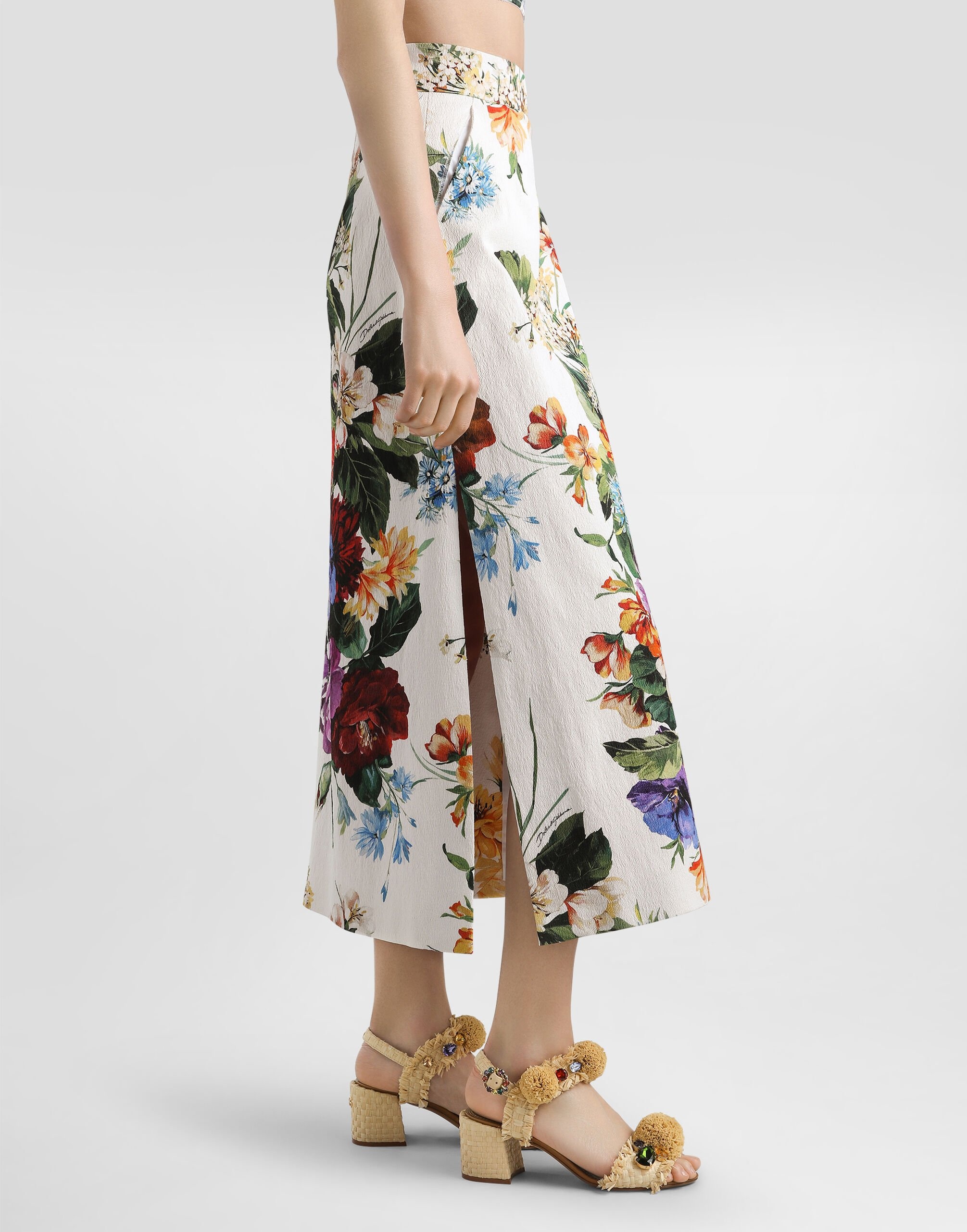Flower bouquet-print skirt - 2