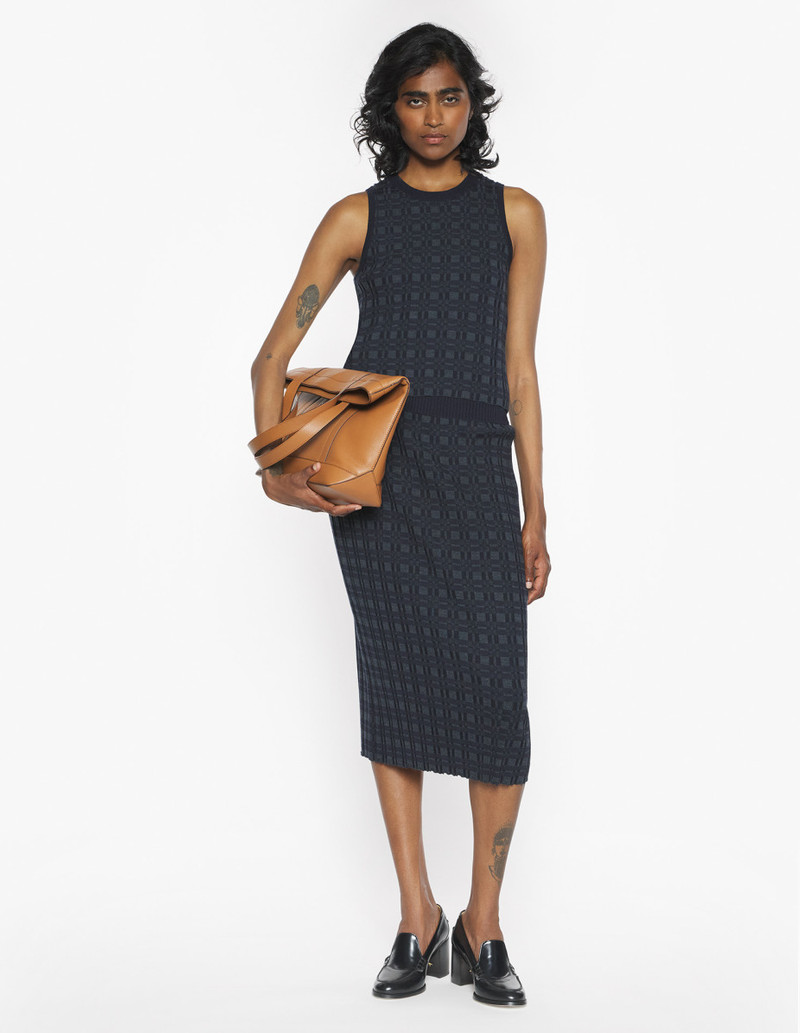 Maison Kitsuné MERINO WOOL RIB CHECK LONG SKIRT outlook