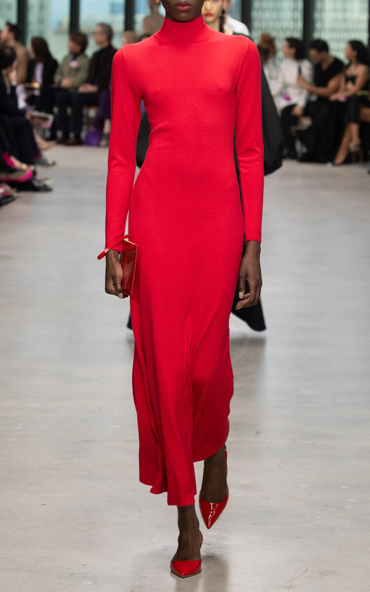 Turtleneck Virgin-Wool Midi Dress red - 5