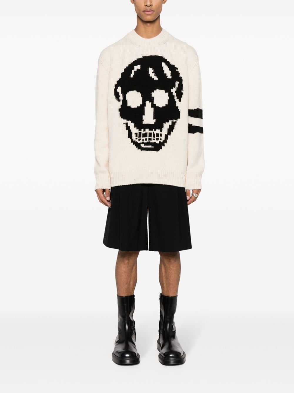skull-intarsia stripe-detail jumper - 2