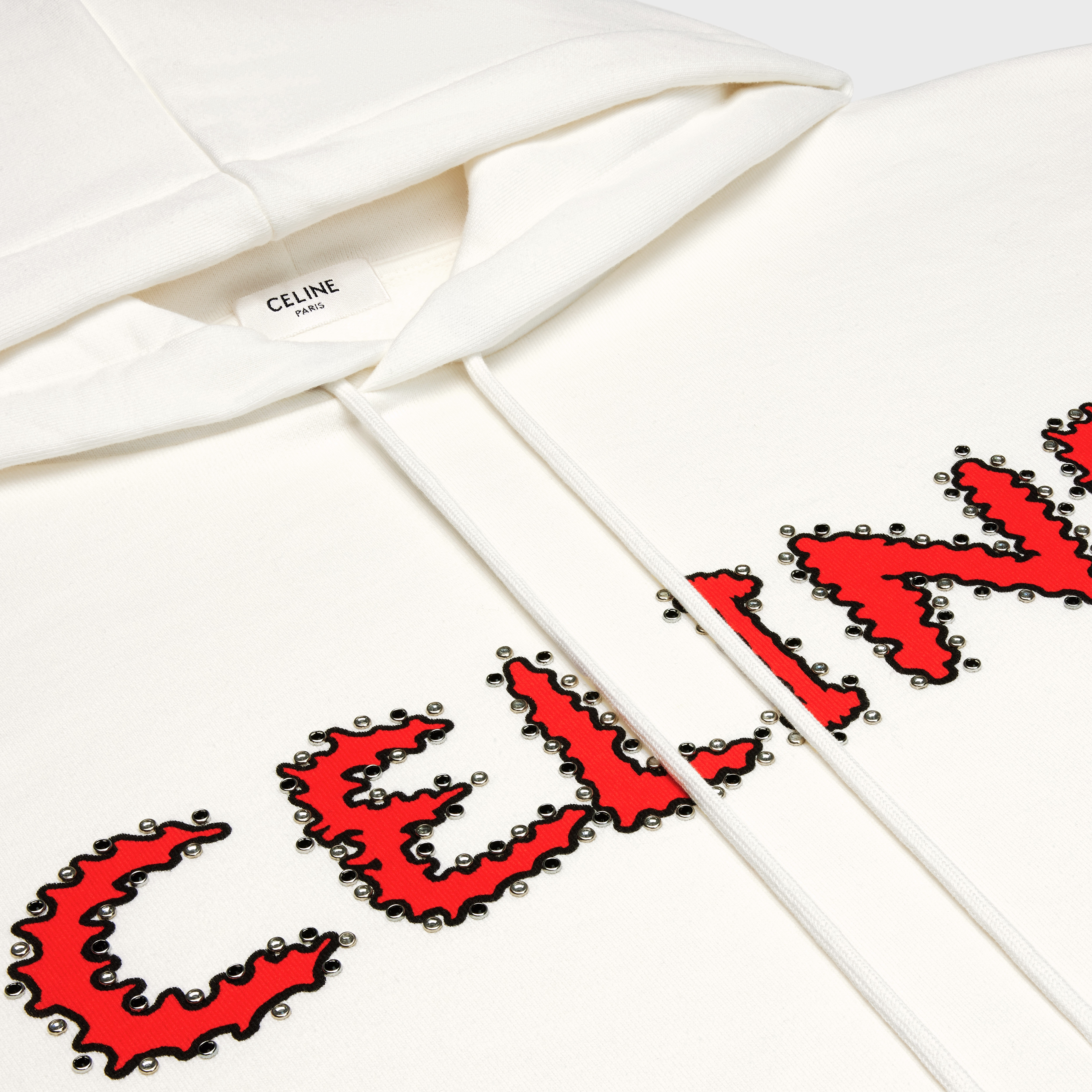 Celine rhinestones hoodie in cotton fleece - 3