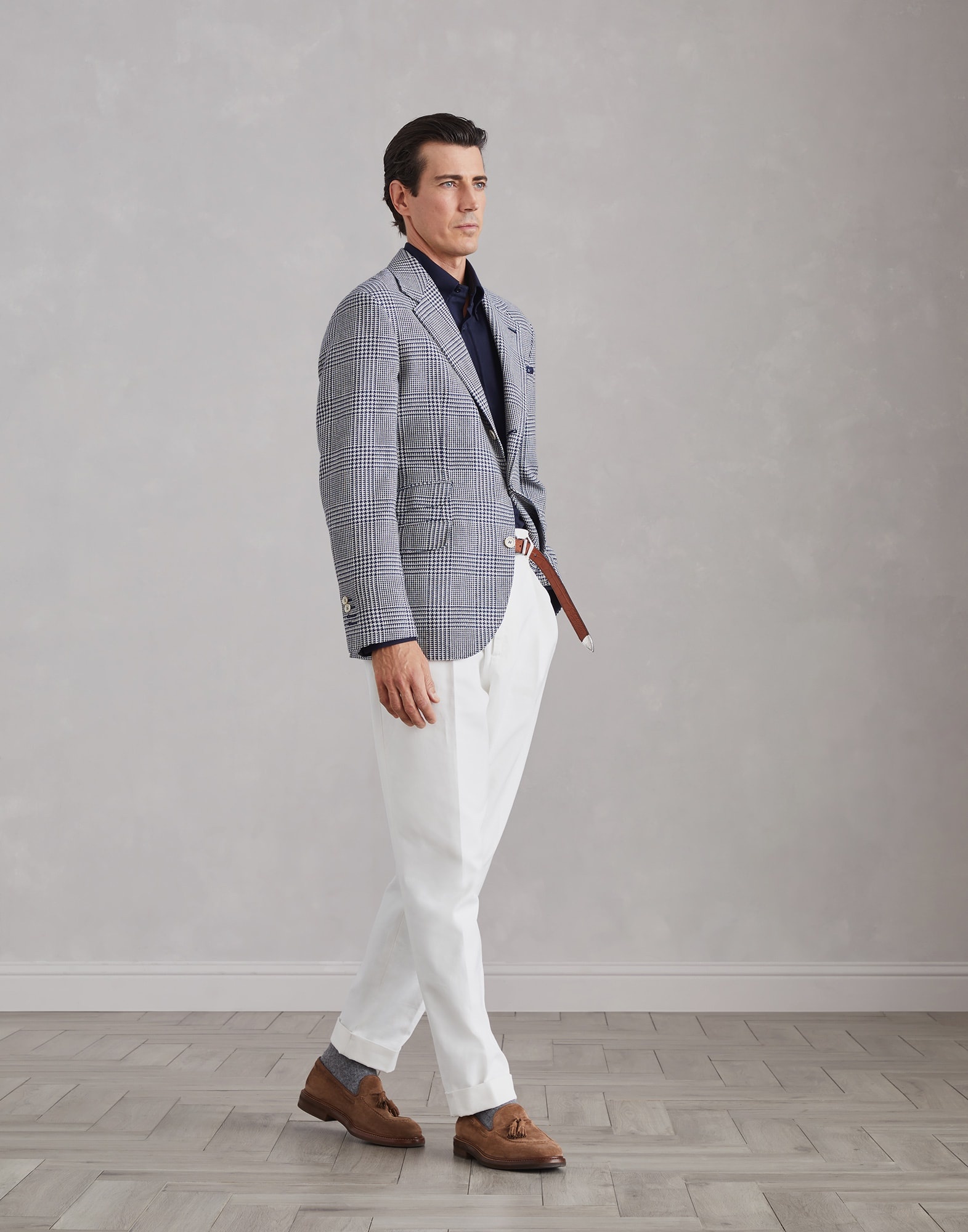 Cotton and cashmere twill basic fit shirt with button-down collar - 5