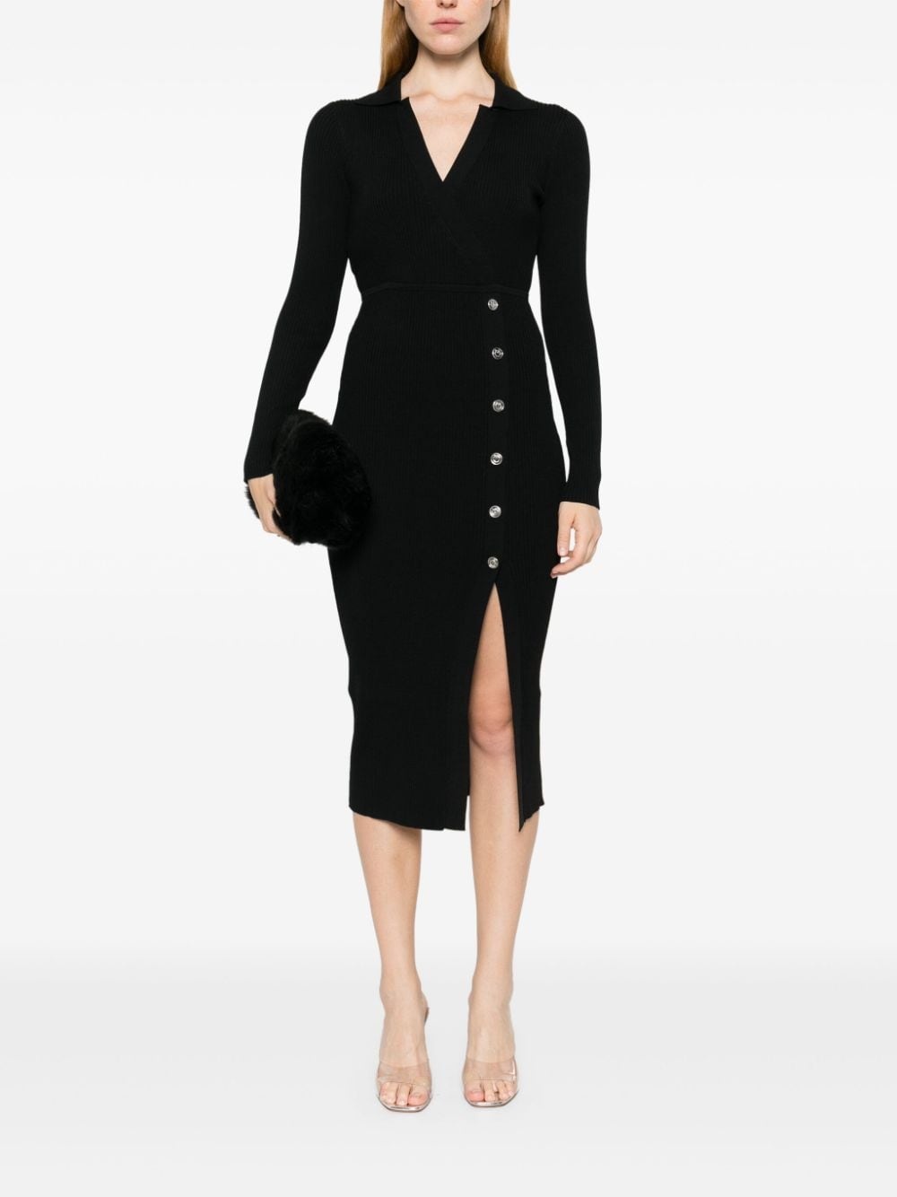 fine-ribbed midi dress - 2