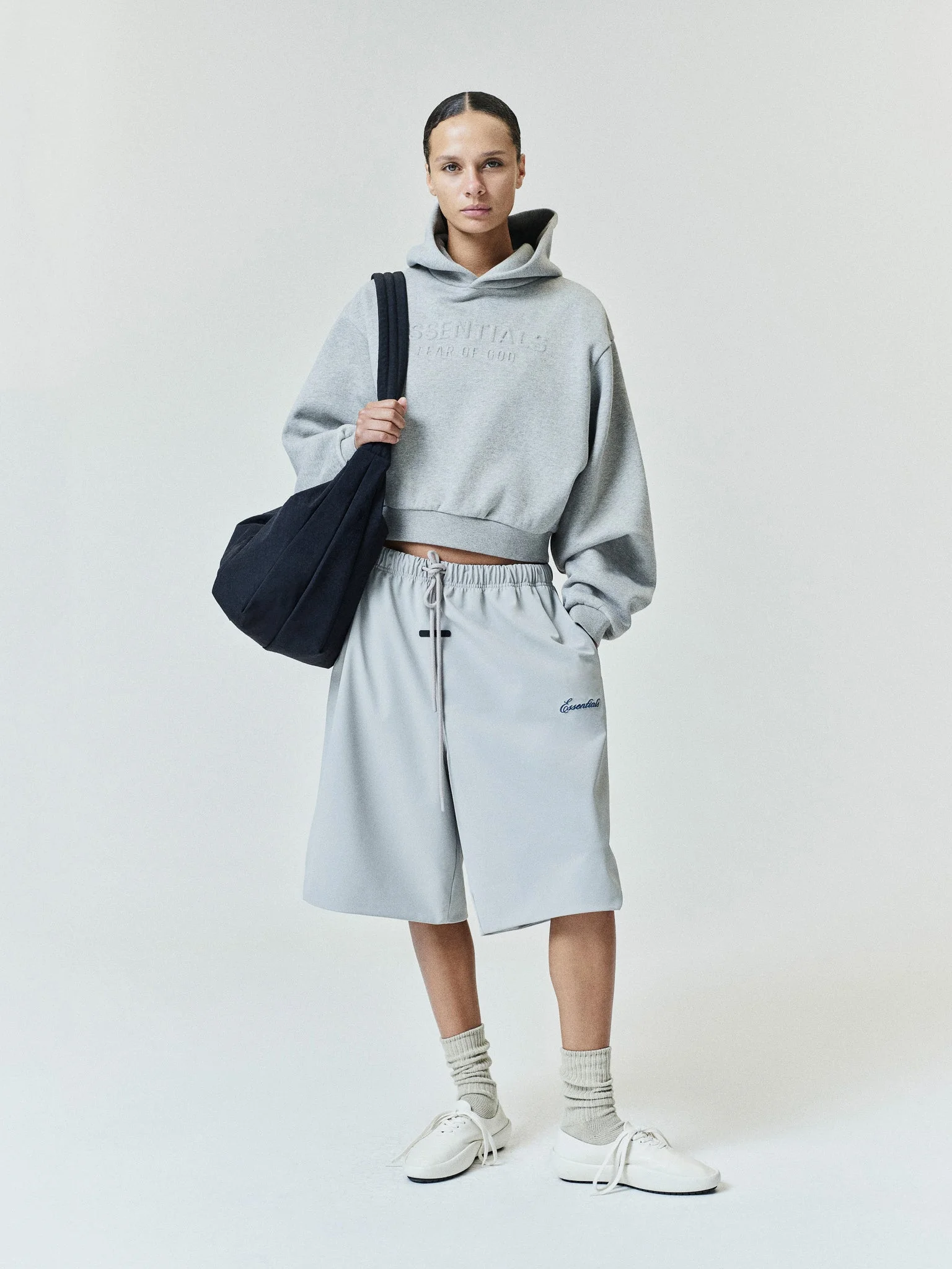Womens Embossed FW26 Modern Cropped Hoodie - 1