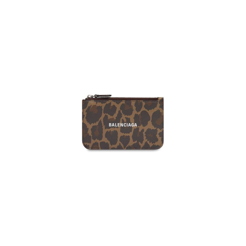 Women's Cash Large Long Coin And Card Holder With Leopard Print in Beige 1