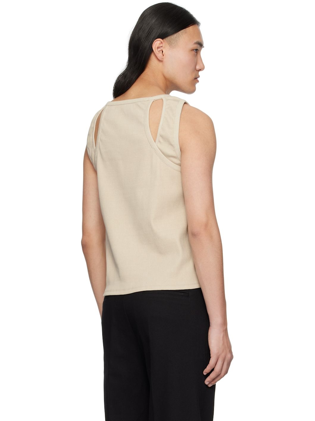 Beige Cut Out Tank Top - 3