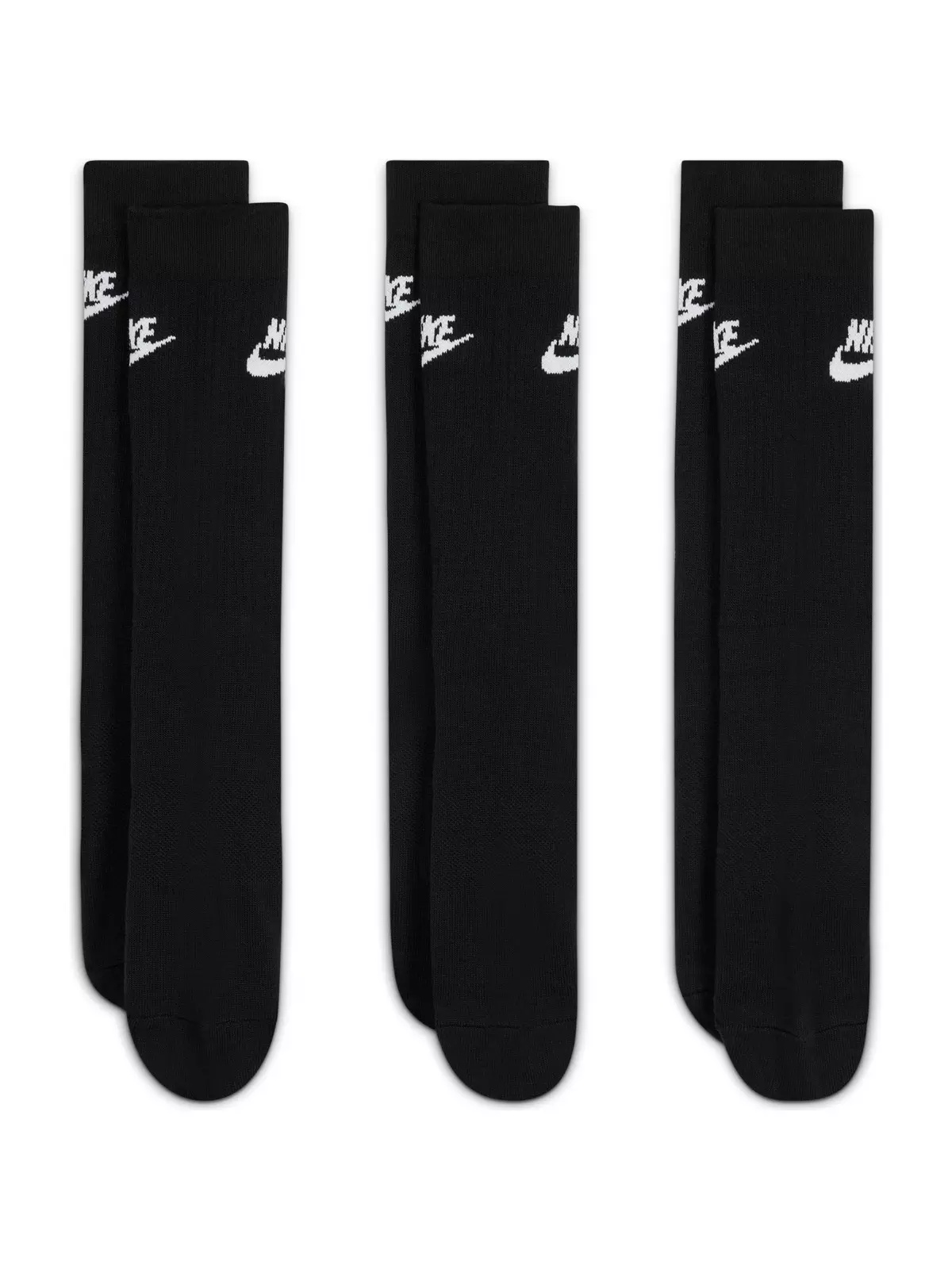 Sportswear Everyday Essential Crew Socks (3 Pairs)-Black/White - 2