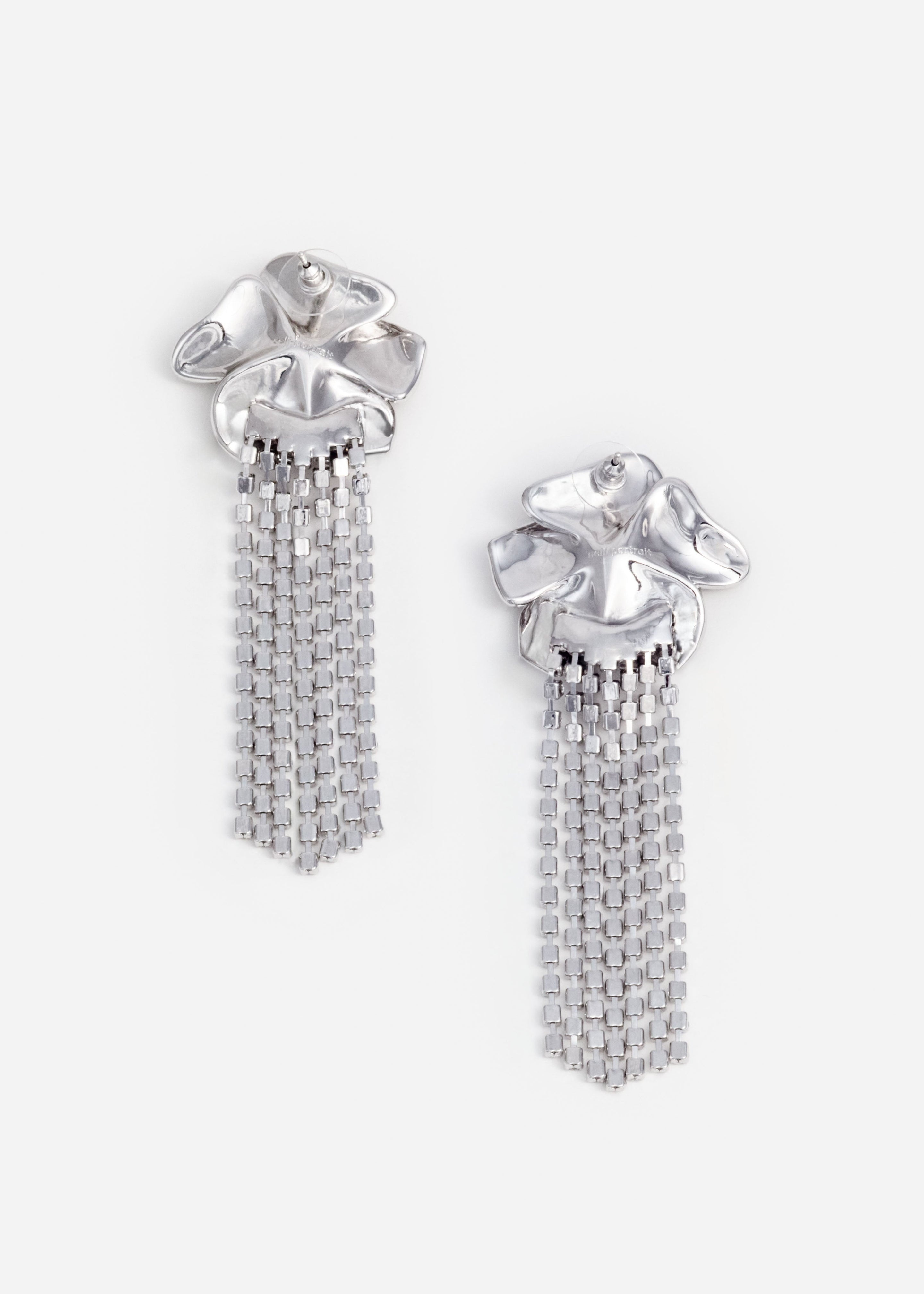 Crystal Flower Droplet Earrings - 2