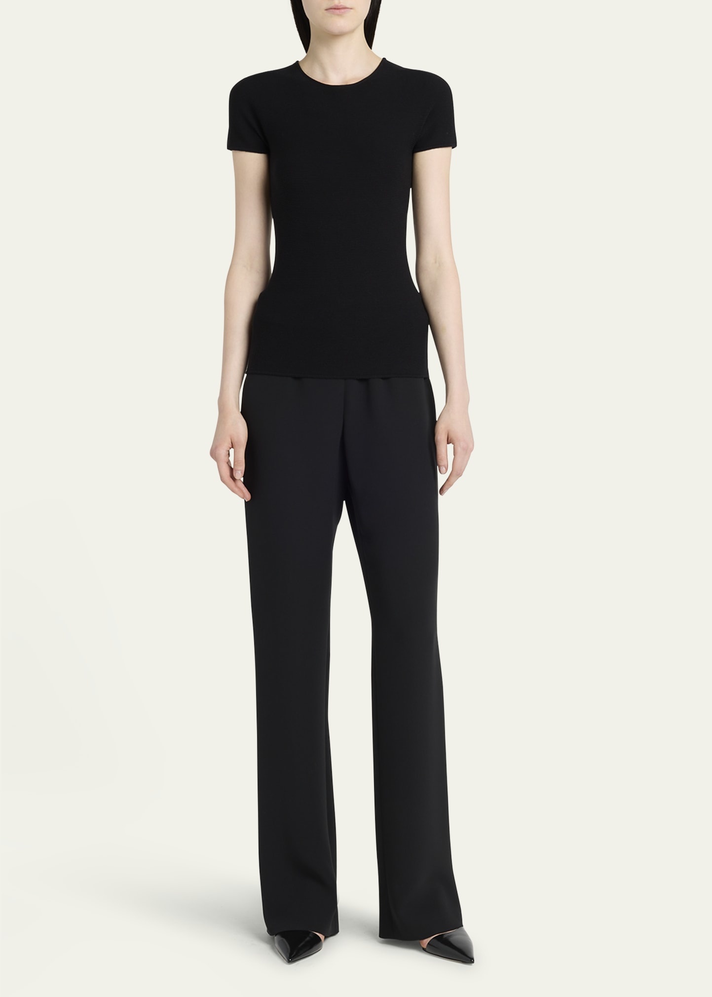 Scoop-Neck Short-Sleeve Tee, Black - 2