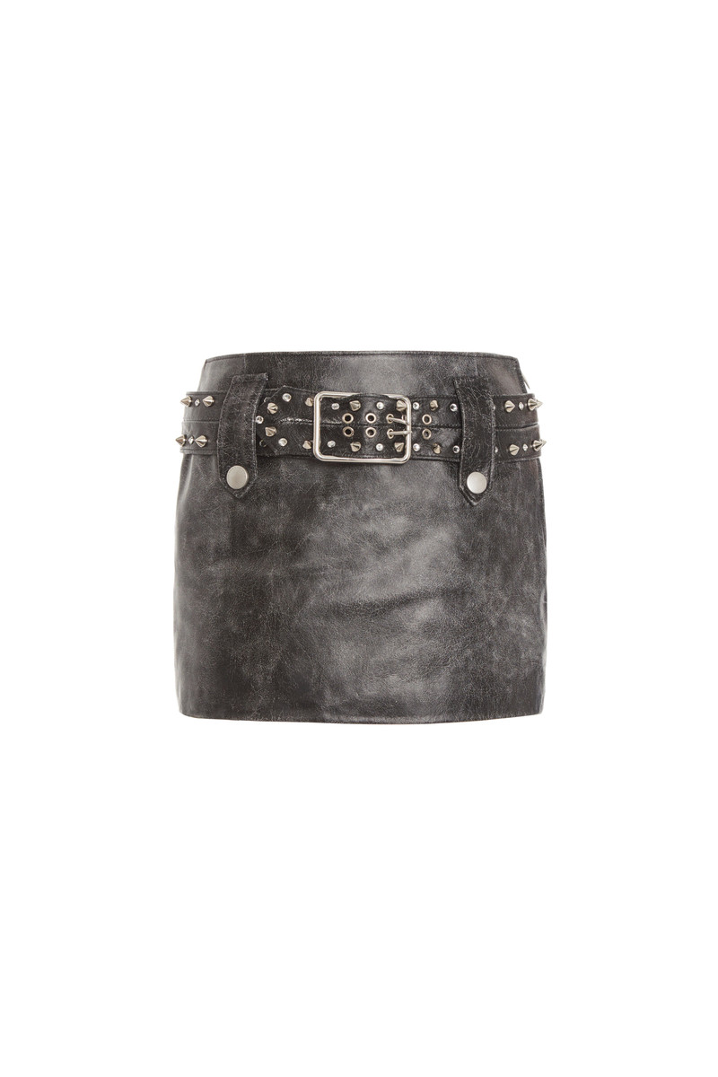 LEATHER MINI SKIRT WITH BELT - 1