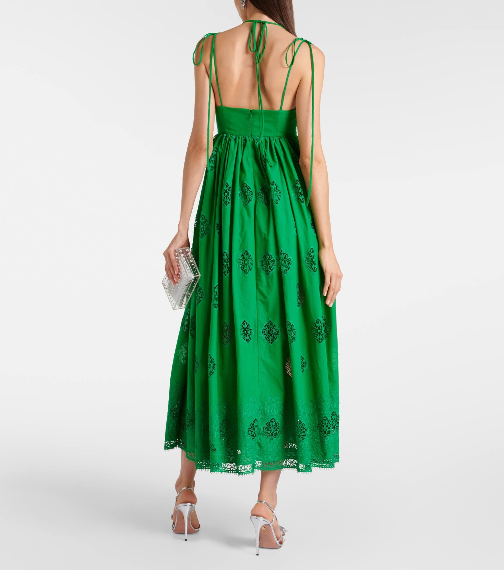 Embroidered cotton-blend midi dress - 3